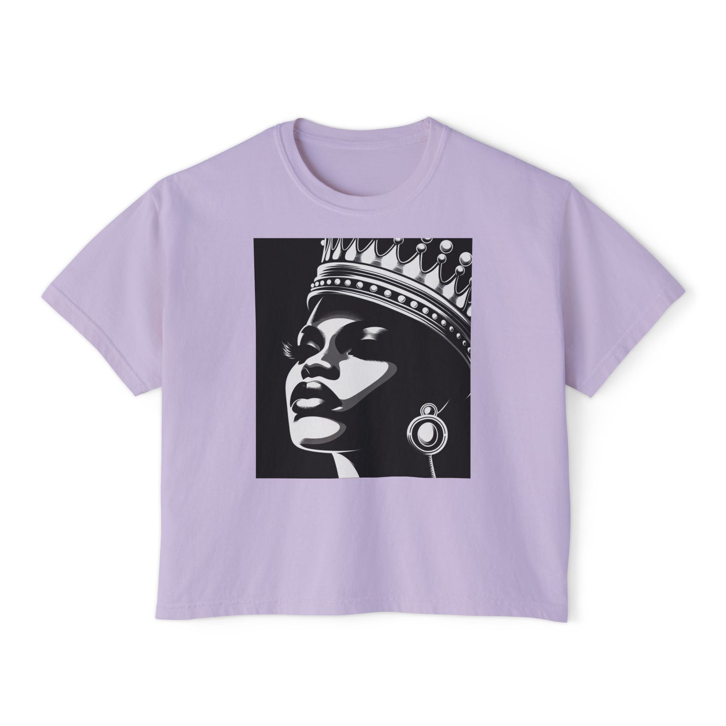 Empowering Women's Boxy Tee - Crowned Beauty Graphic Shirt, Fashionable Streetwear, Gift for Her, Casual Style, Birthday Gift