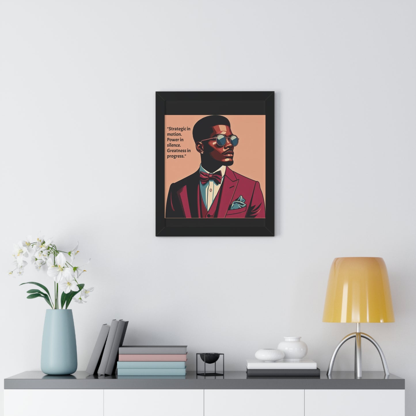 Stylish Framed Vertical Poster - Modern Art for Home Decor - "Strategic in Motion....."