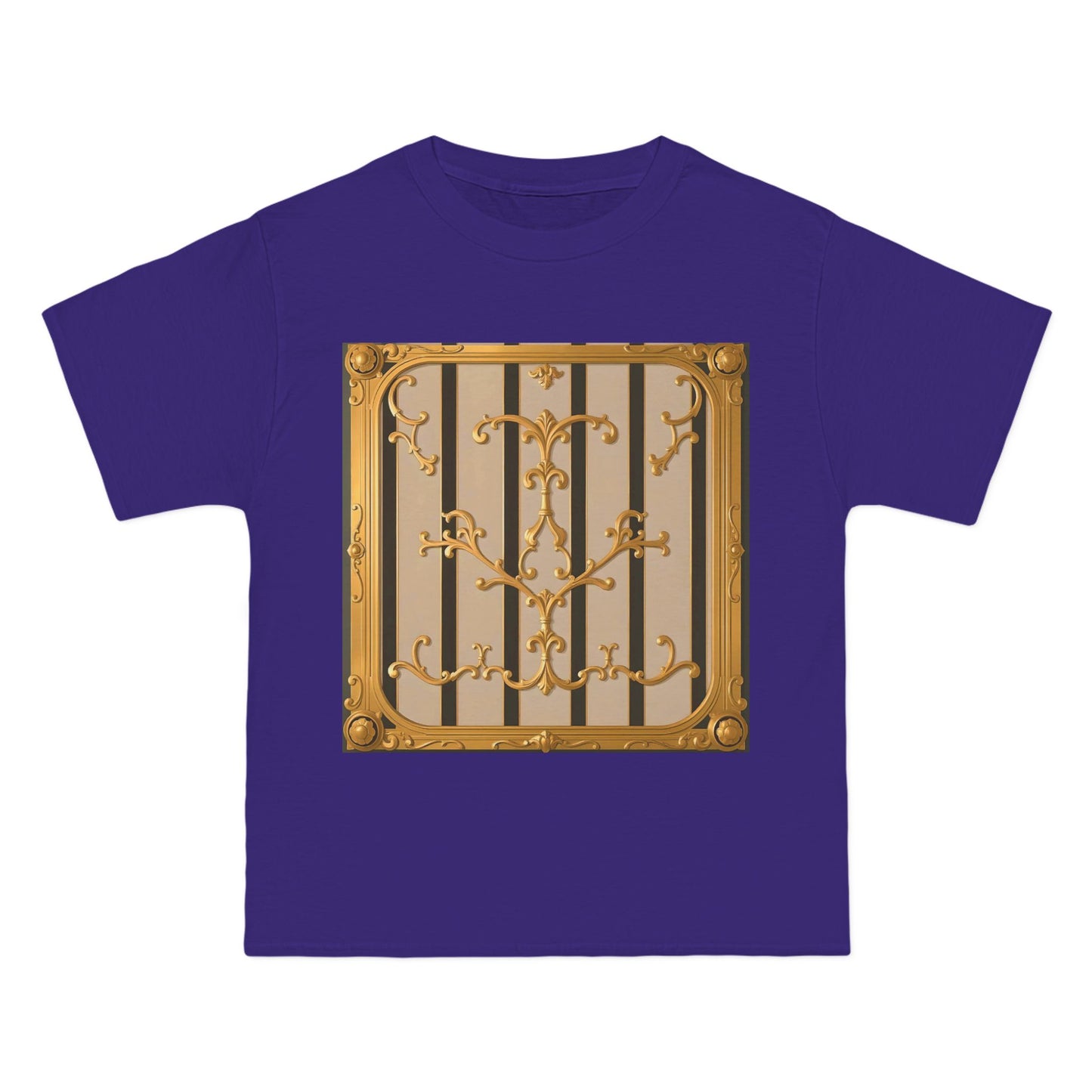 Beefy-T® Unisex Short-Sleeve T-Shirt - Beige Striped Gold Rococo