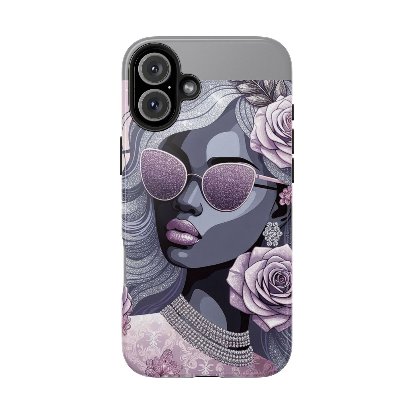 Glamorous Floral Tough Phone Case - Chic Protection for Trendsetters - Lilac & Lavender
