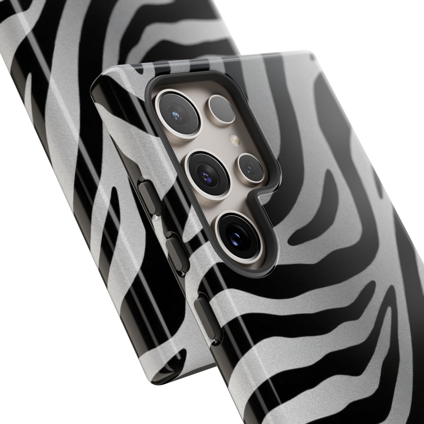 Zebra Print Tough Phone Case - Silver