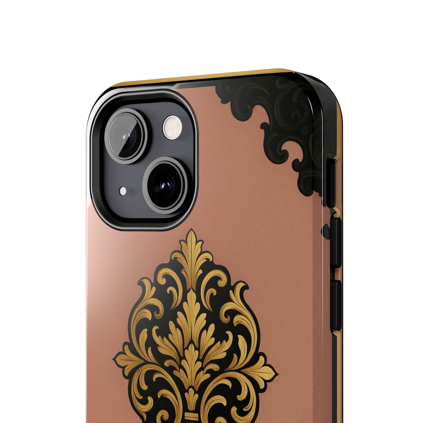 Mauve & Black-Gold Baroque Tough Phone Case — Ornate Protective iPhone Cover