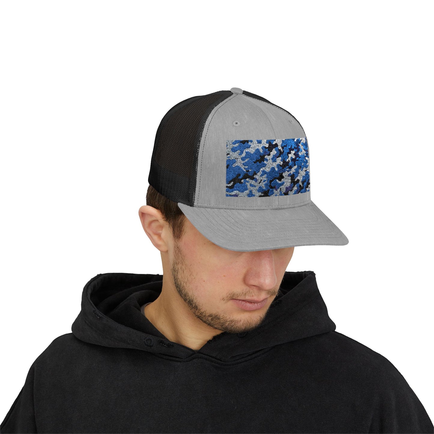 Camouflage Sequin Snapback Cap | Trendy Hats for Outdoor Lovers, Fashion Accessory, Gift for Him/Her, Summer Style - Blue Camo