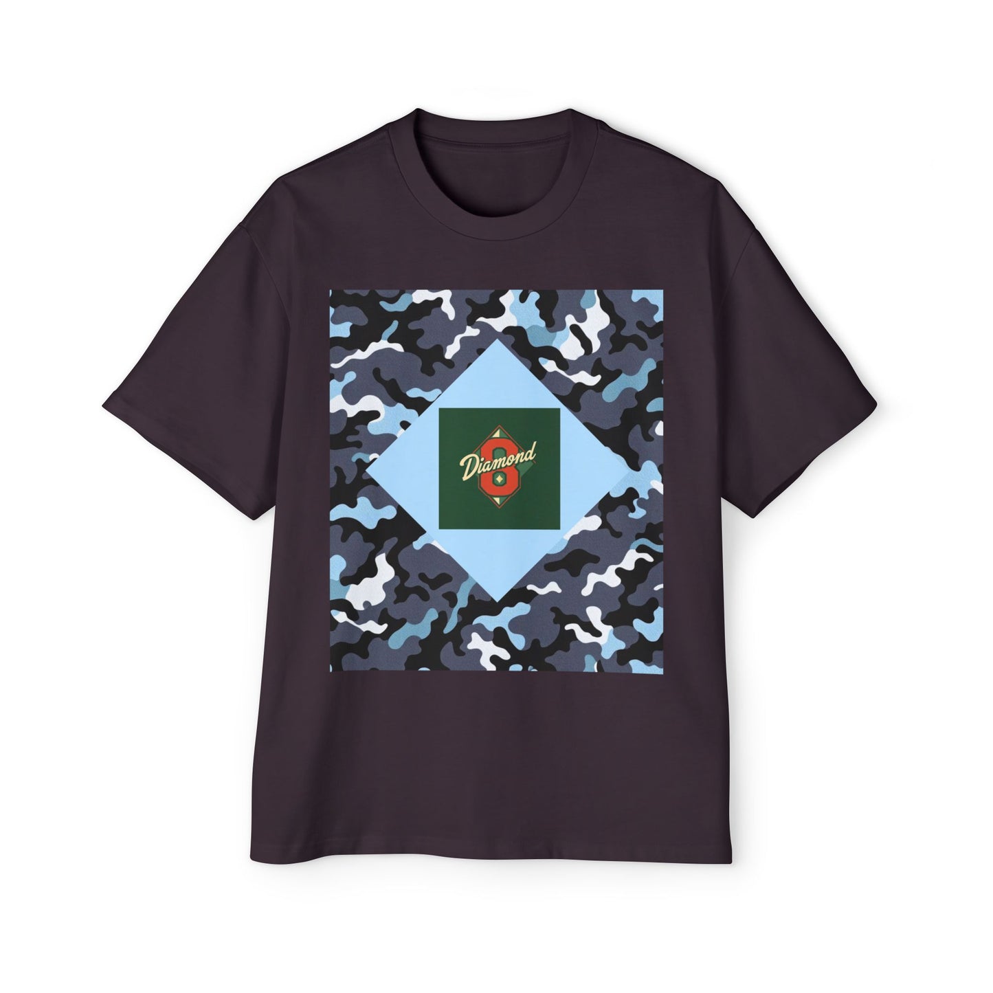 Men's Oversized Camo Tee, Casual Streetwear, Graphic T-Shirt, Trendy Outfit, Gift for Him, Relaxed Fit Top - Camo & Diamond 8