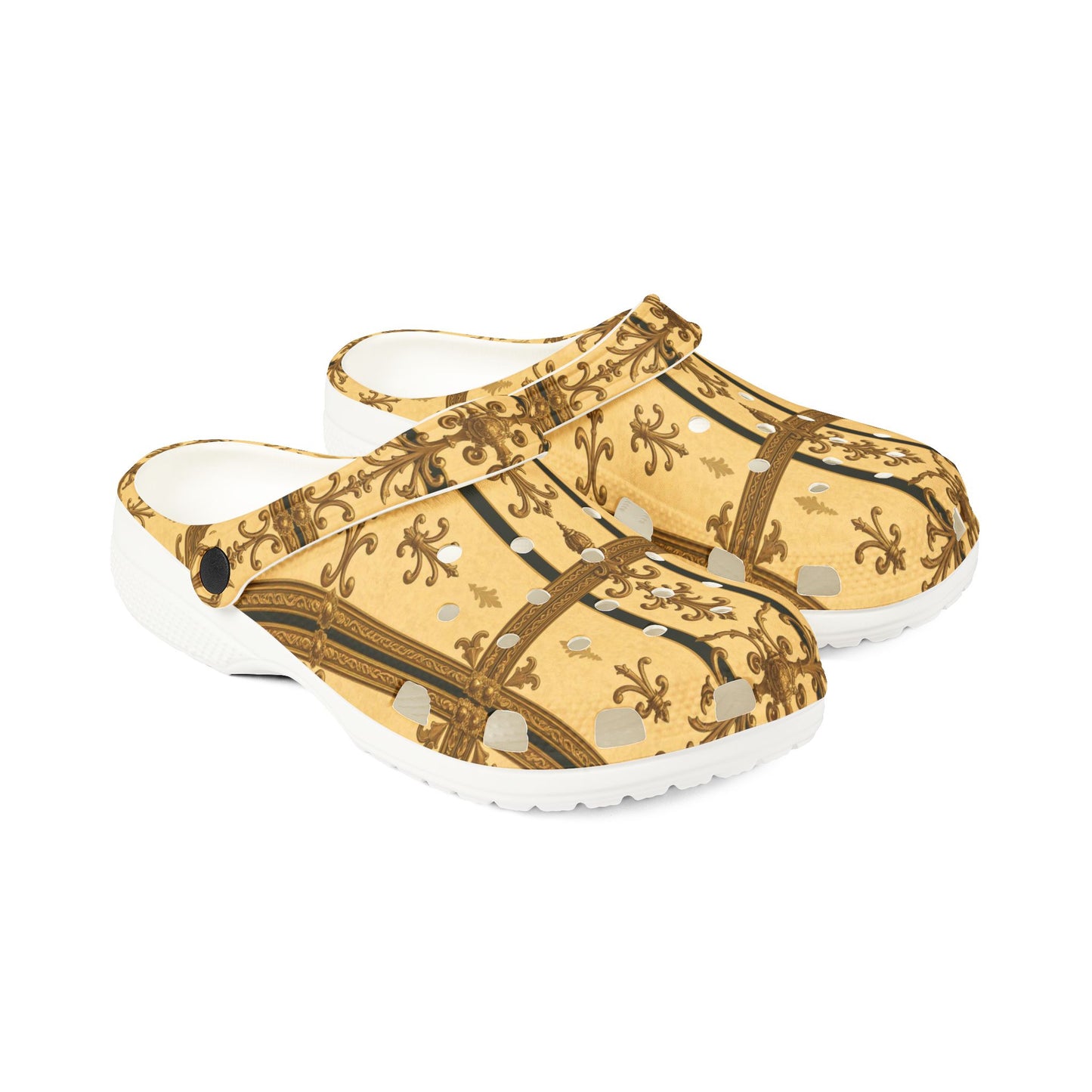 Stylish EVA Foam Clogs - Chic Comfort Footwear for Everyday Wear, Trendy Slip-Ons, Gift for Fashion Lovers - Matte Yellow Striped Antique Rococo