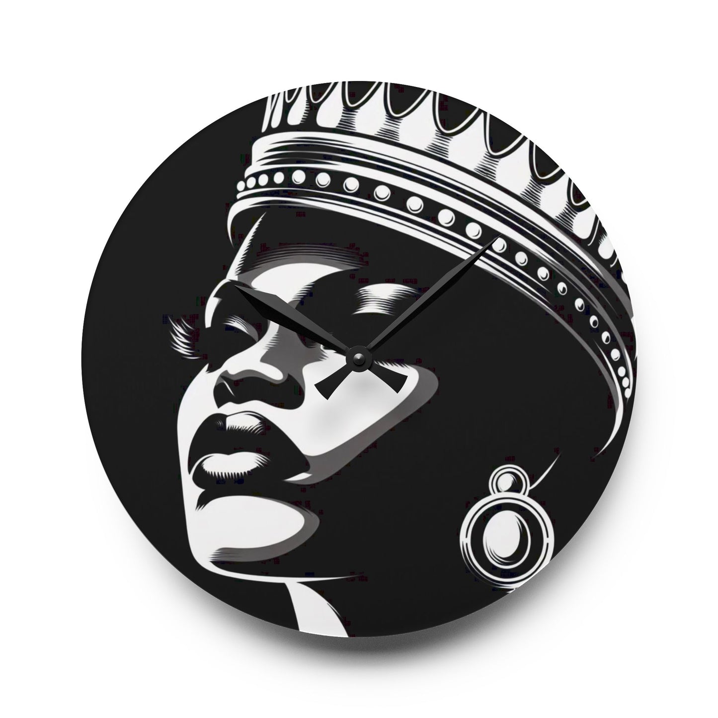 Elegant Queen Acrylic Wall Clock, Modern Home Decor, African American Art, Unique Gifts, Wall Art for Living Room