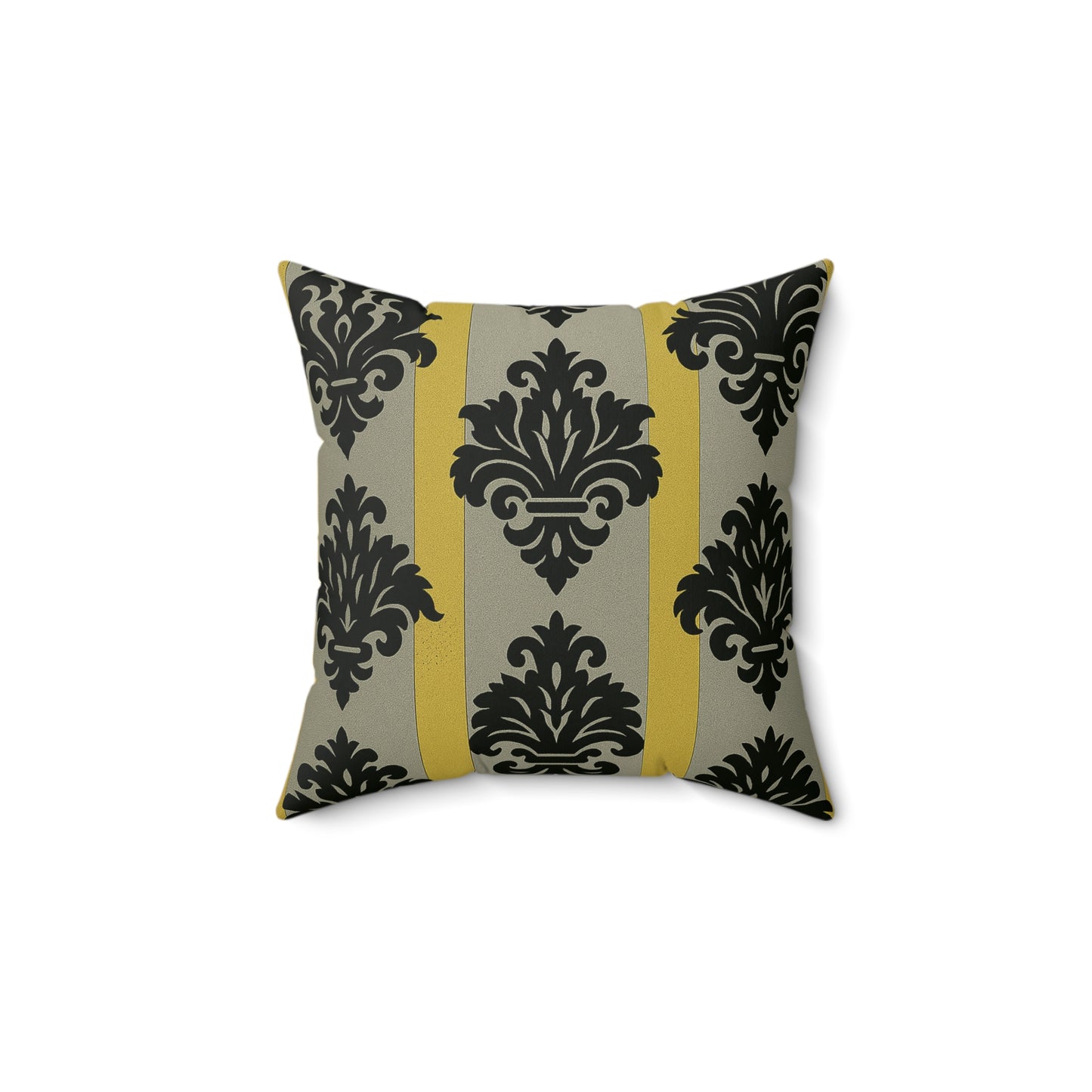 Elegant Faux Suede Pillow, Home Decor Accent, Baroque Design Cushion, Gift for Her, Modern Living Room - Silver & Gold Striped Black Baroque