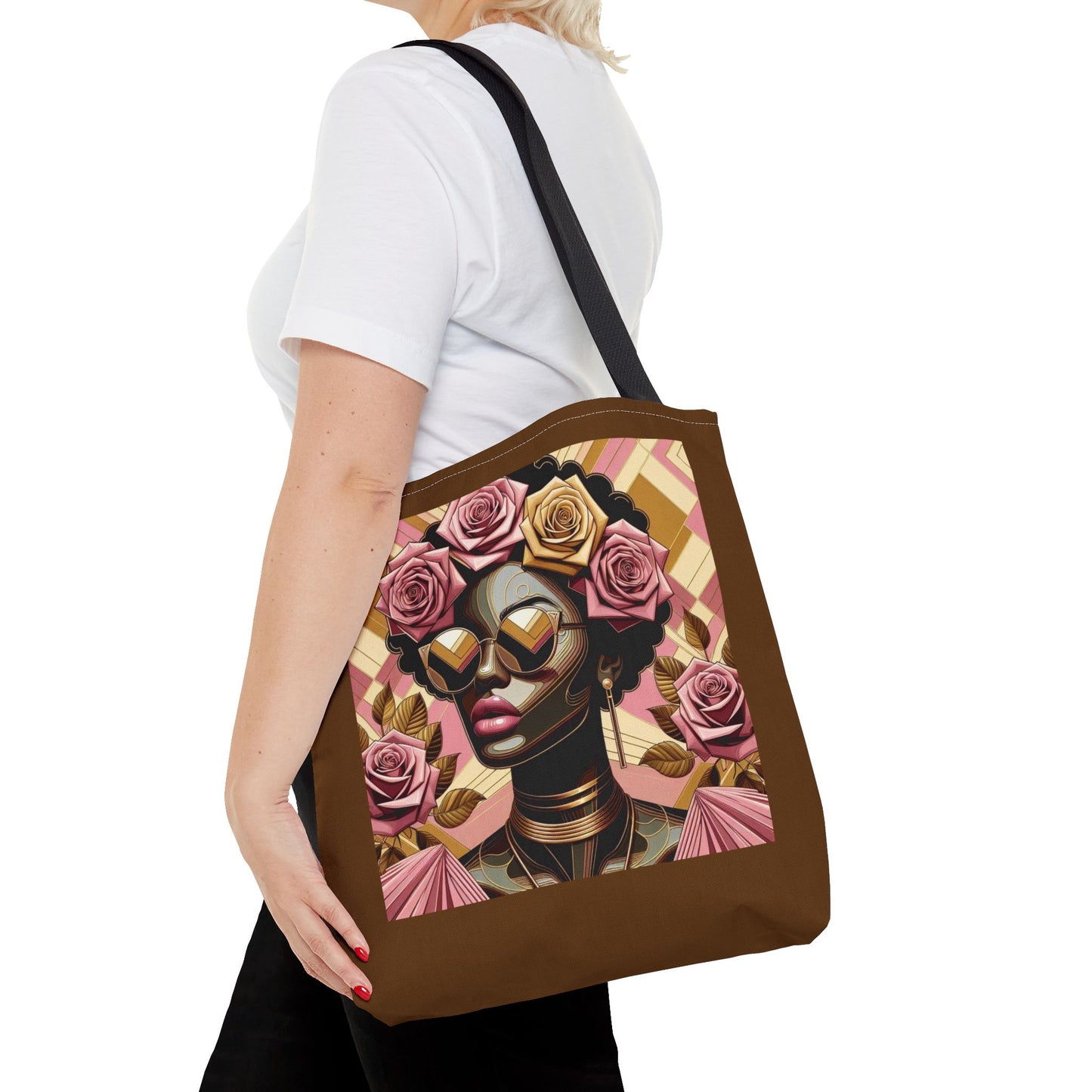 Chic Floral Tote Bag - Fashionable Everyday Accessory, Gift for Her, Boho Style, Shopping Bag, Eco-Friendly Carryall - Pink Roses Lady