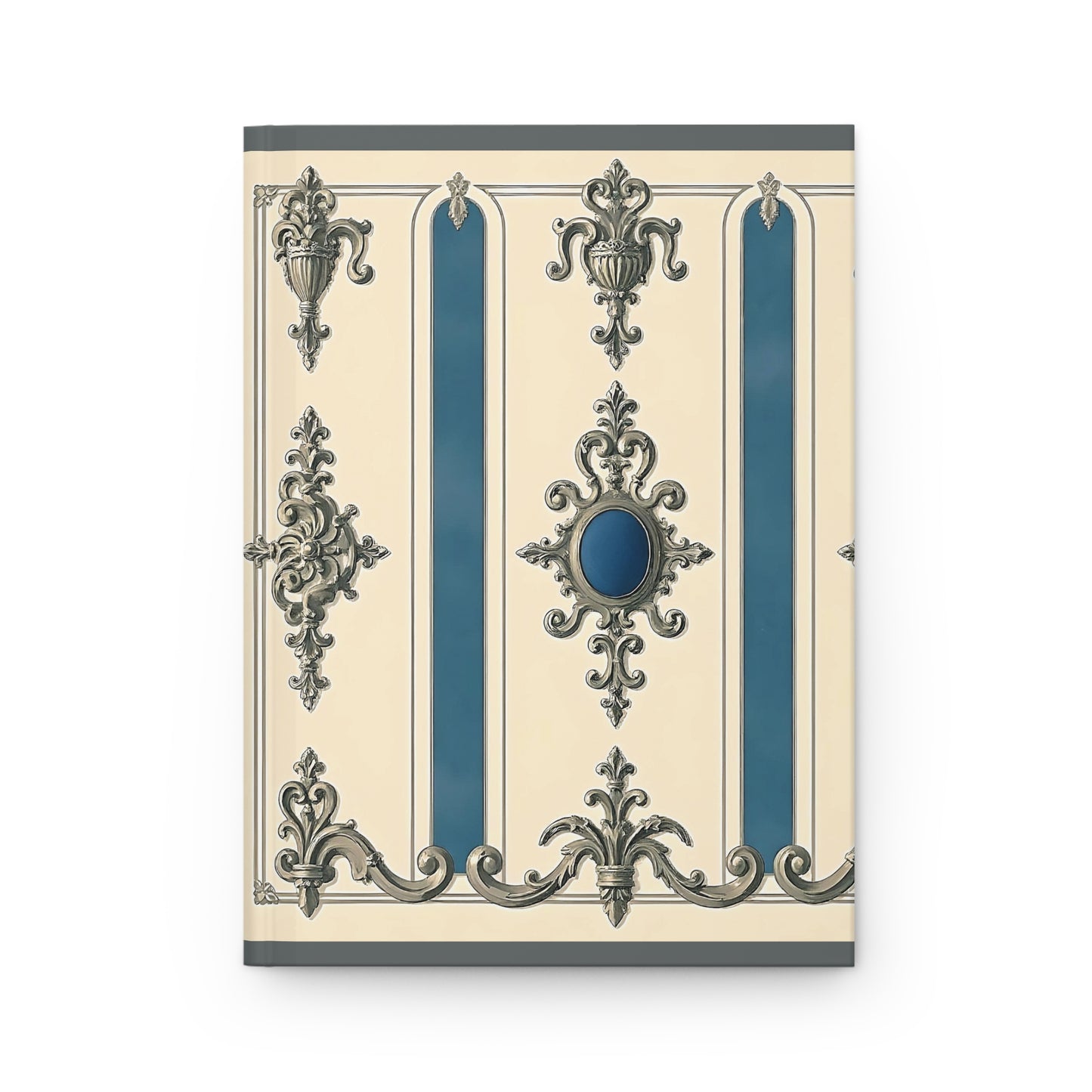 Elegant Vintage Hardcover Journal, Classic Notebook, Travel Diary, Gift for Writers, Journal - Alabaster & Ocean Blue Baroque