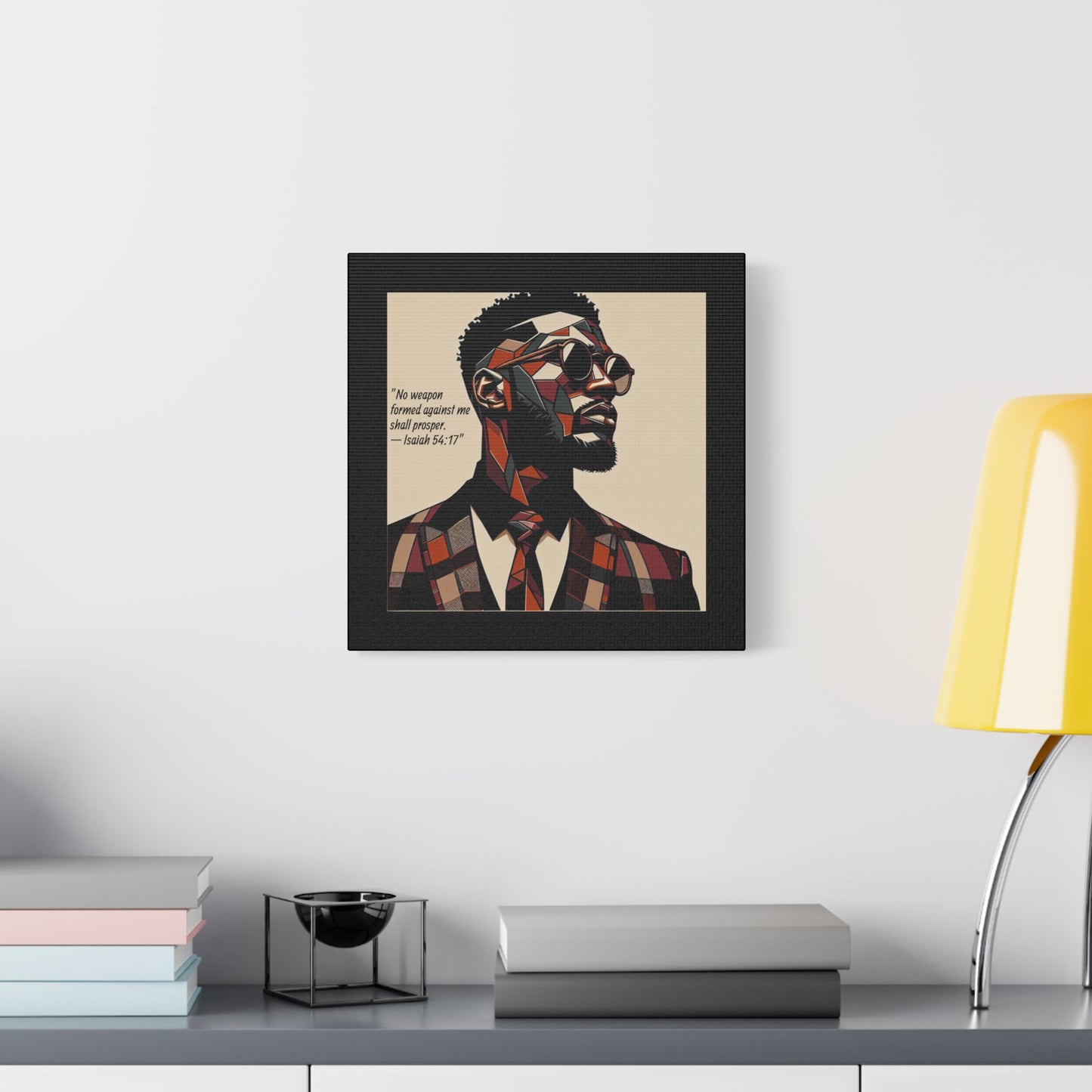 Afro Art Print Canvas, Wall Decor, Satin Stretched Canvas, African American Art, Office Decor, Home Decor - Isaiah 54:17