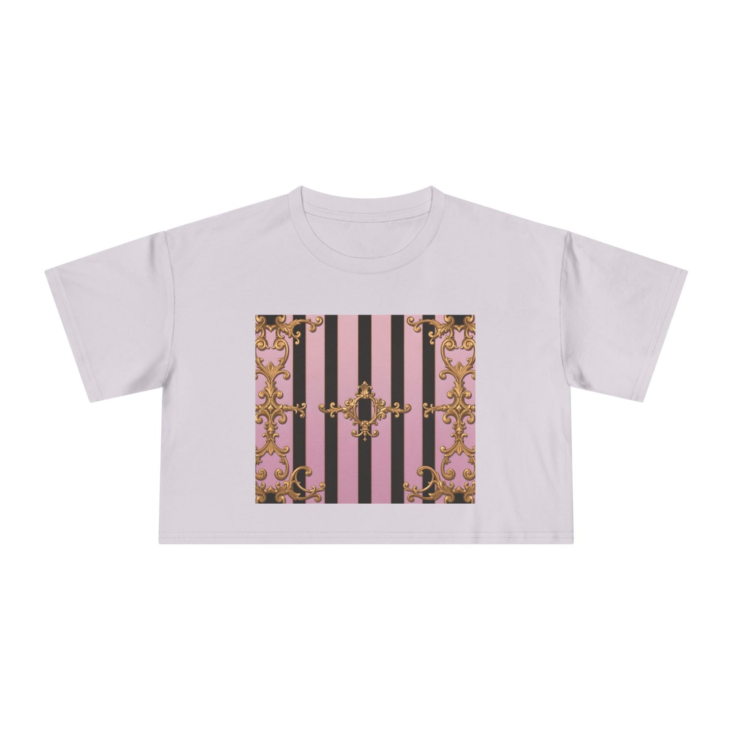 Chic Baroque Women's Crop Tee, Boho Style Top, Casual Summer Shirt, Trendy Gift for Her, Stylish Crop Top for Festivals & Everyday