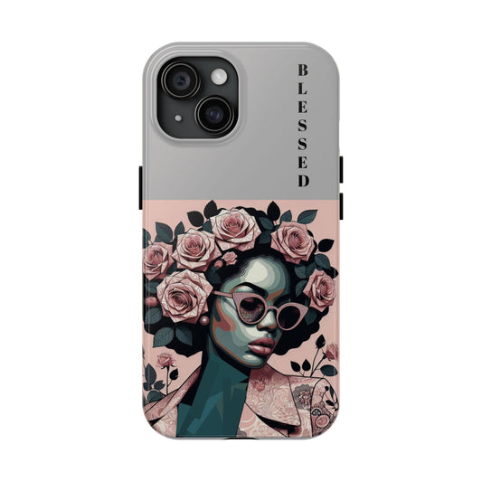 Blessed Floral Tough Phone Cases | Unique Gift for Her, Gift for Mom, Stylish Protection, Birthday Present, Black Girl Art