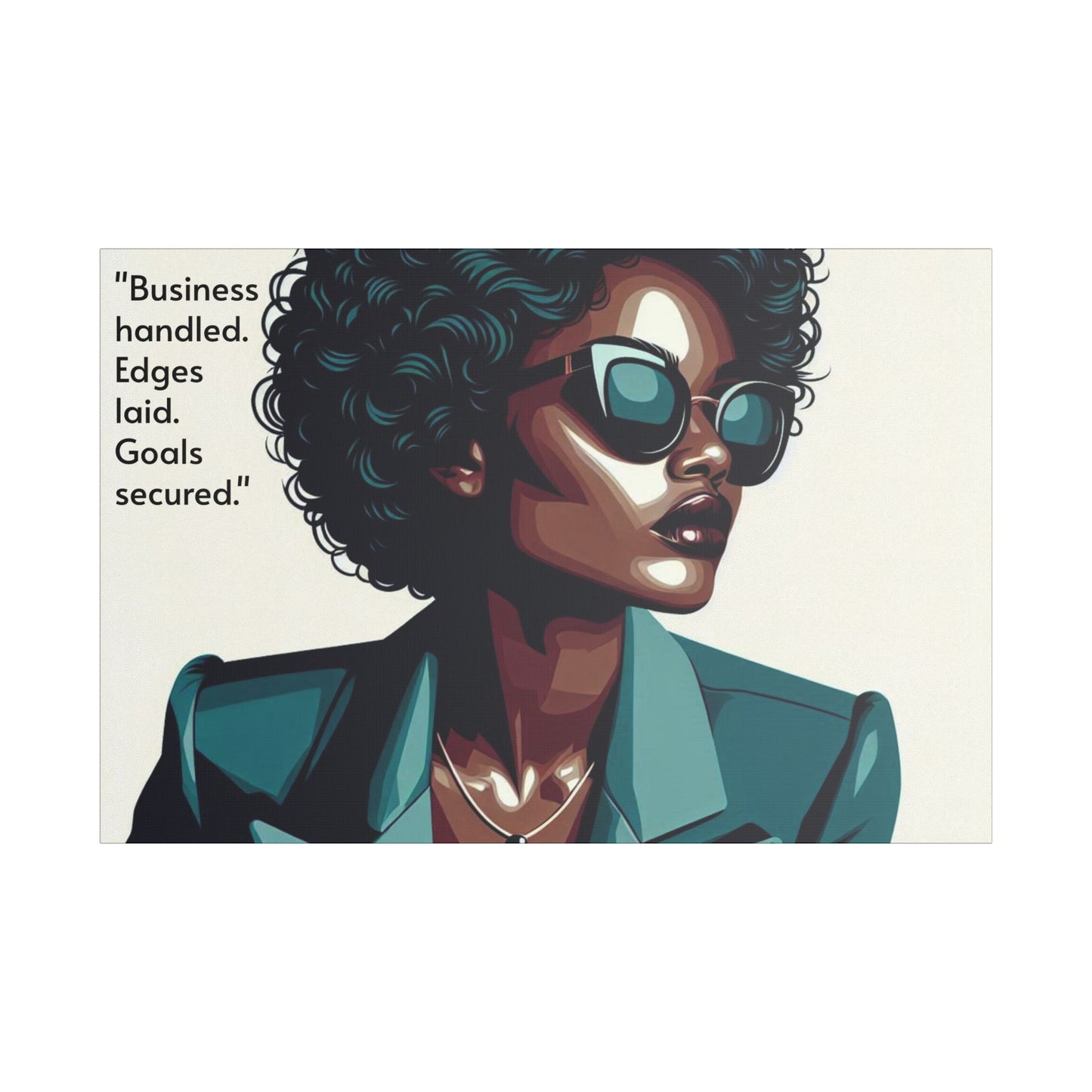 Afro Art Print Canvas, Wall Decor, Satin Stretched Canvas, African American Art, Office Decor, Home Decor - "Business handled."
