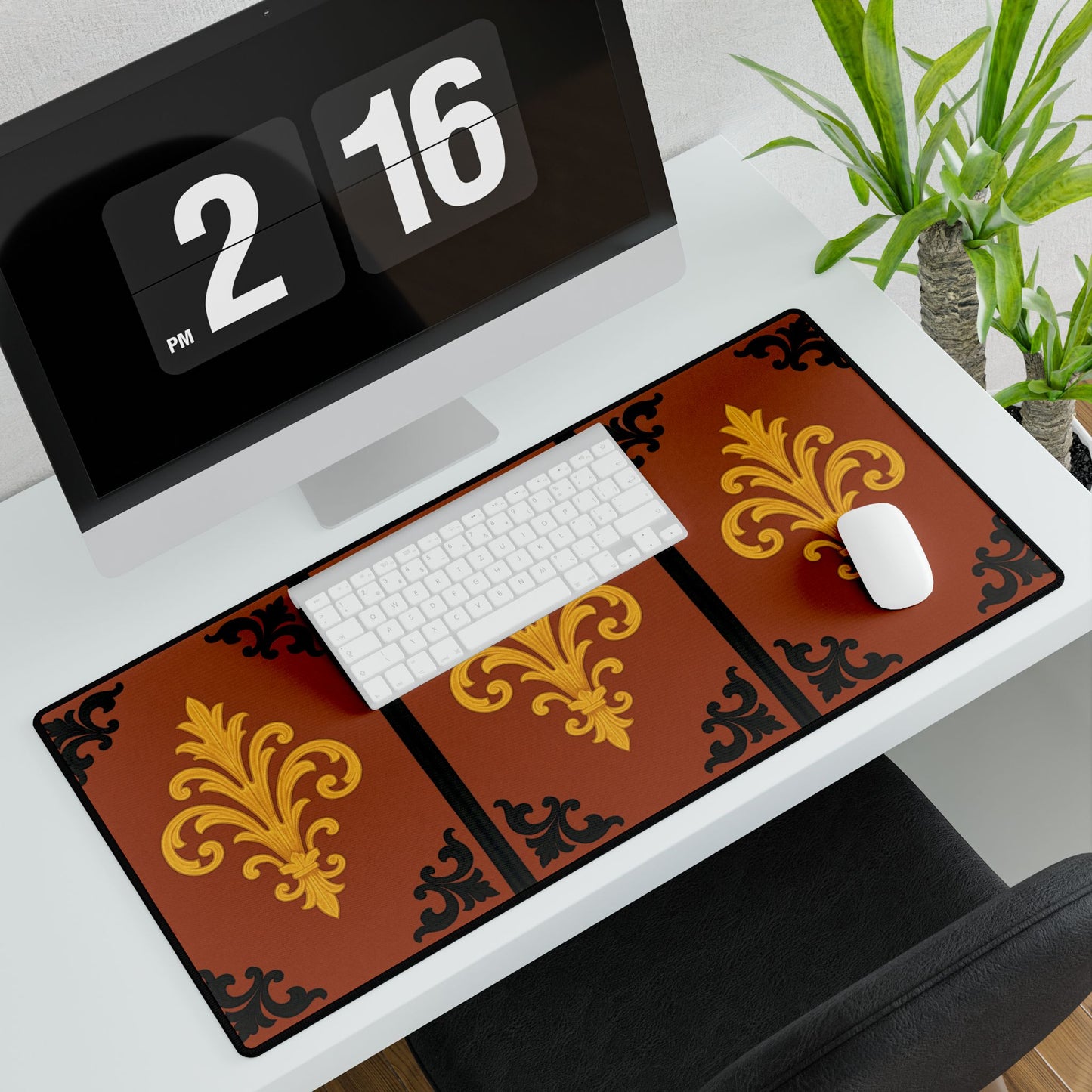 Dusk Terracotta Baroque Victorian Desk Mat — Ornate Gaming/Office Desk Pad