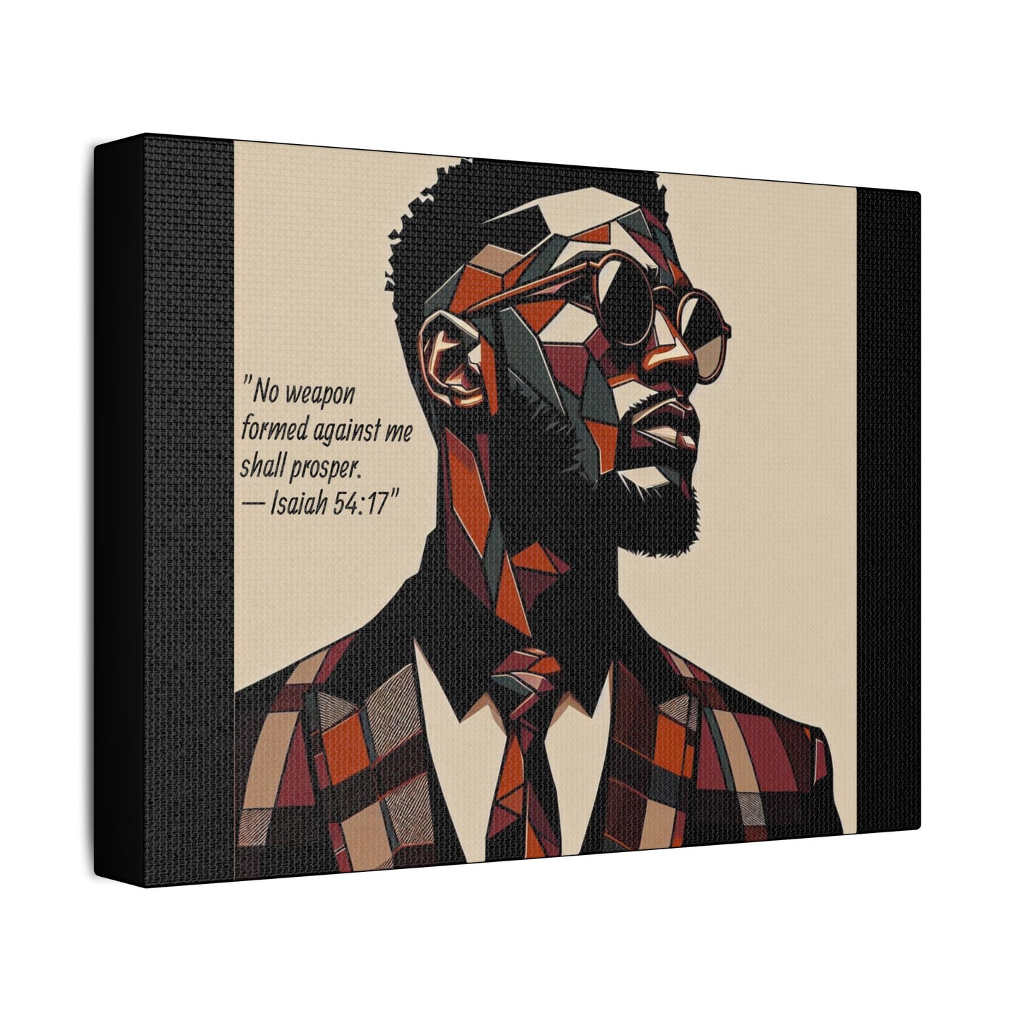 Afro Art Print Canvas, Wall Decor, Satin Stretched Canvas, African American Art, Office Decor, Home Decor - Isaiah 54:17