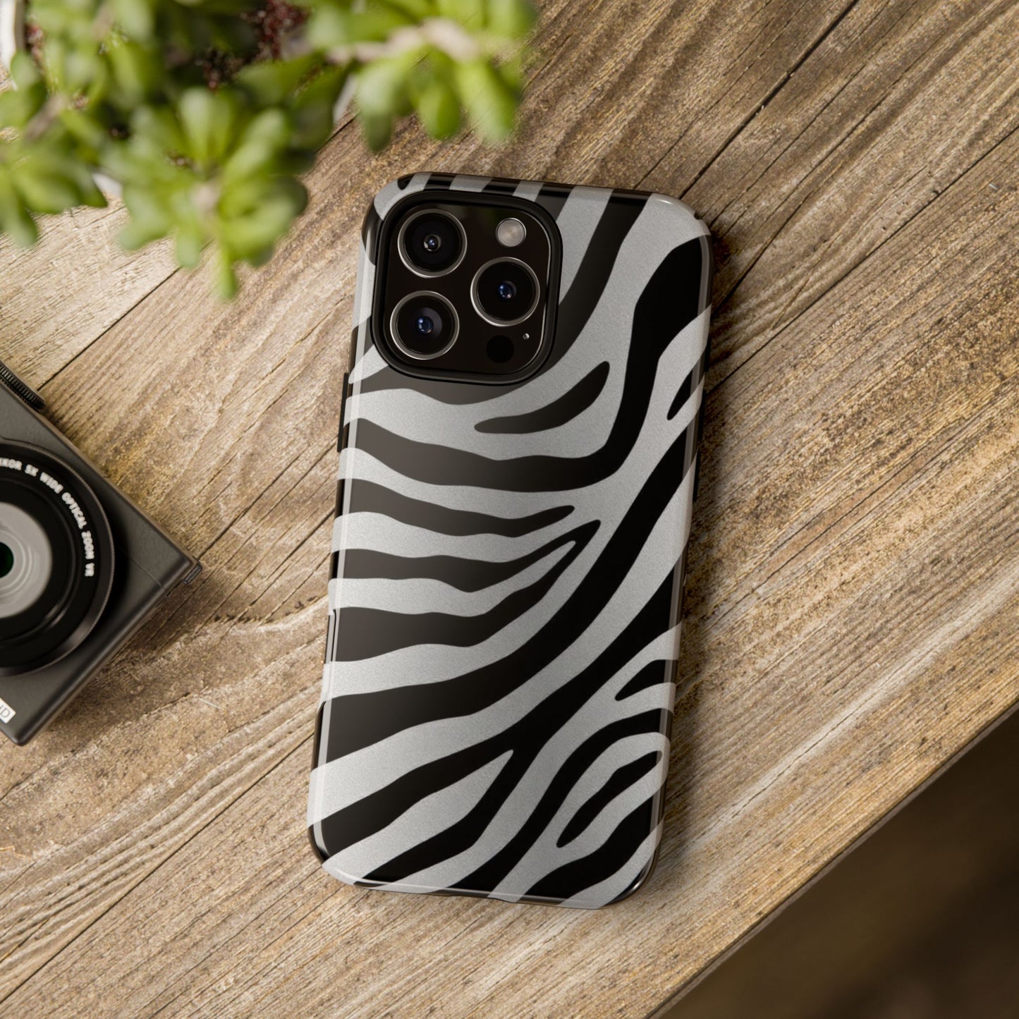 Zebra Print Tough Phone Case - Silver