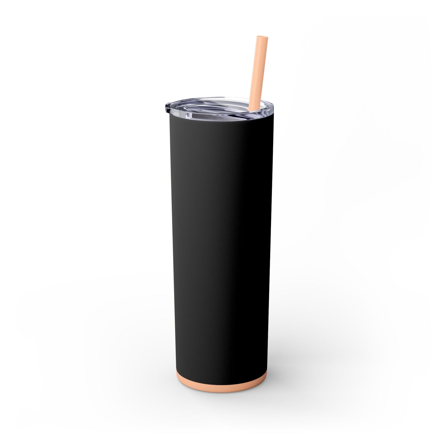 Stylish Black Skinny Tumbler with Straw, 20oz - Perfect for Coffee, Juice, and Smoothies, Ideal Gift for Any Occasion