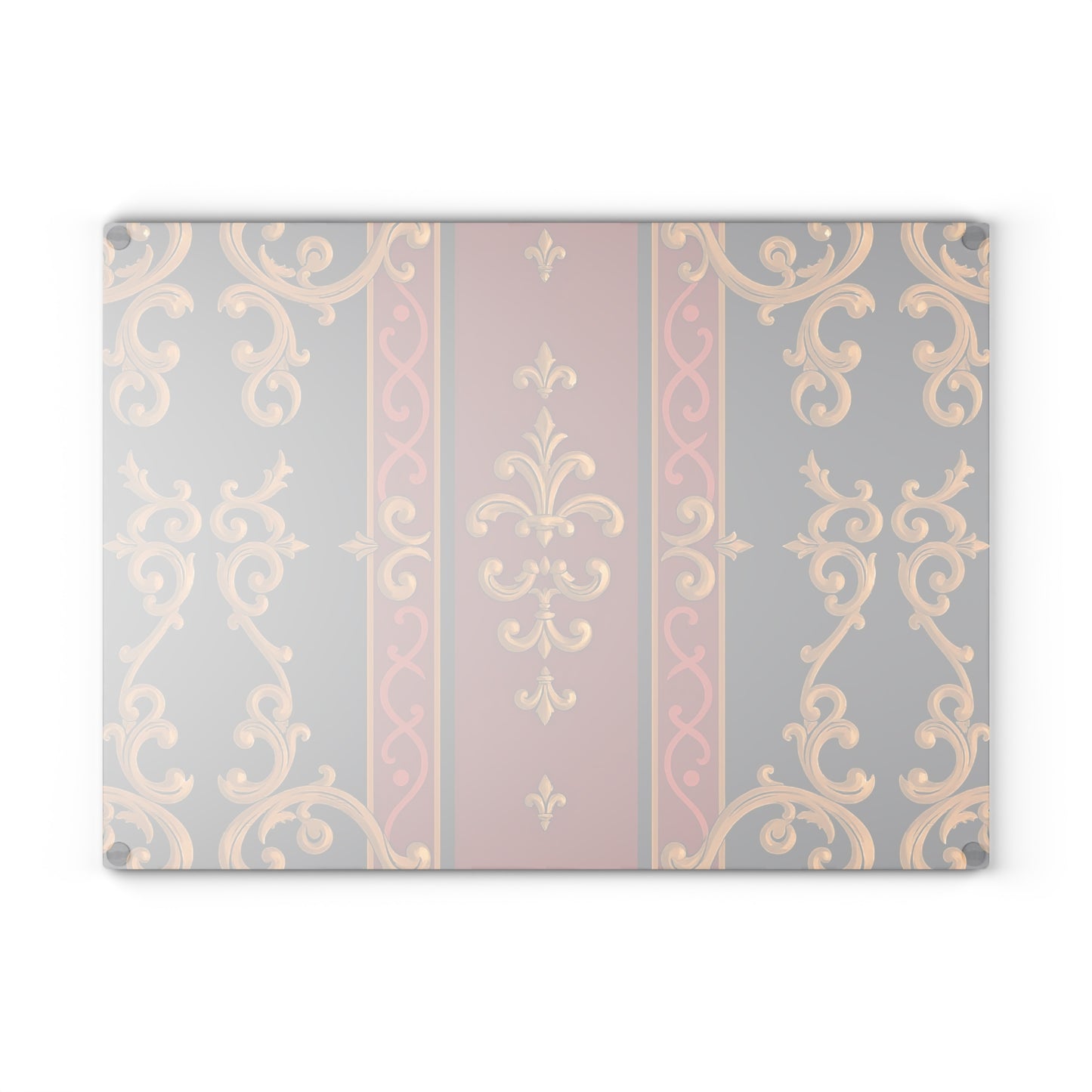 Elegant Ornate Glass Cutting Board, Kitchen Decor, Elegant Serving Tray, Housewarming Gift, Gourmet Cooking Essential - Midnight Blue & Dusk Red Gold Baroque