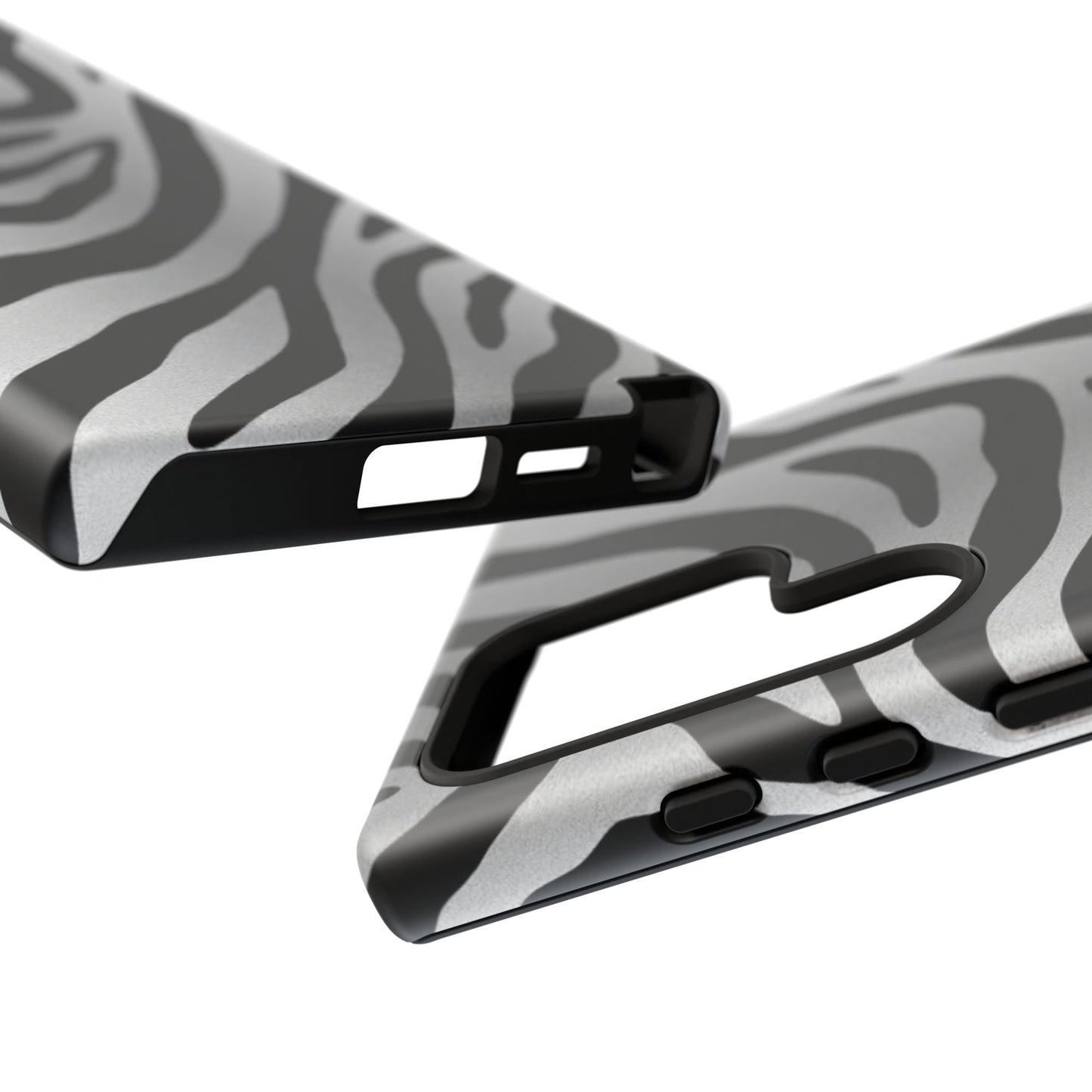 Zebra Print Tough Phone Case - Silver