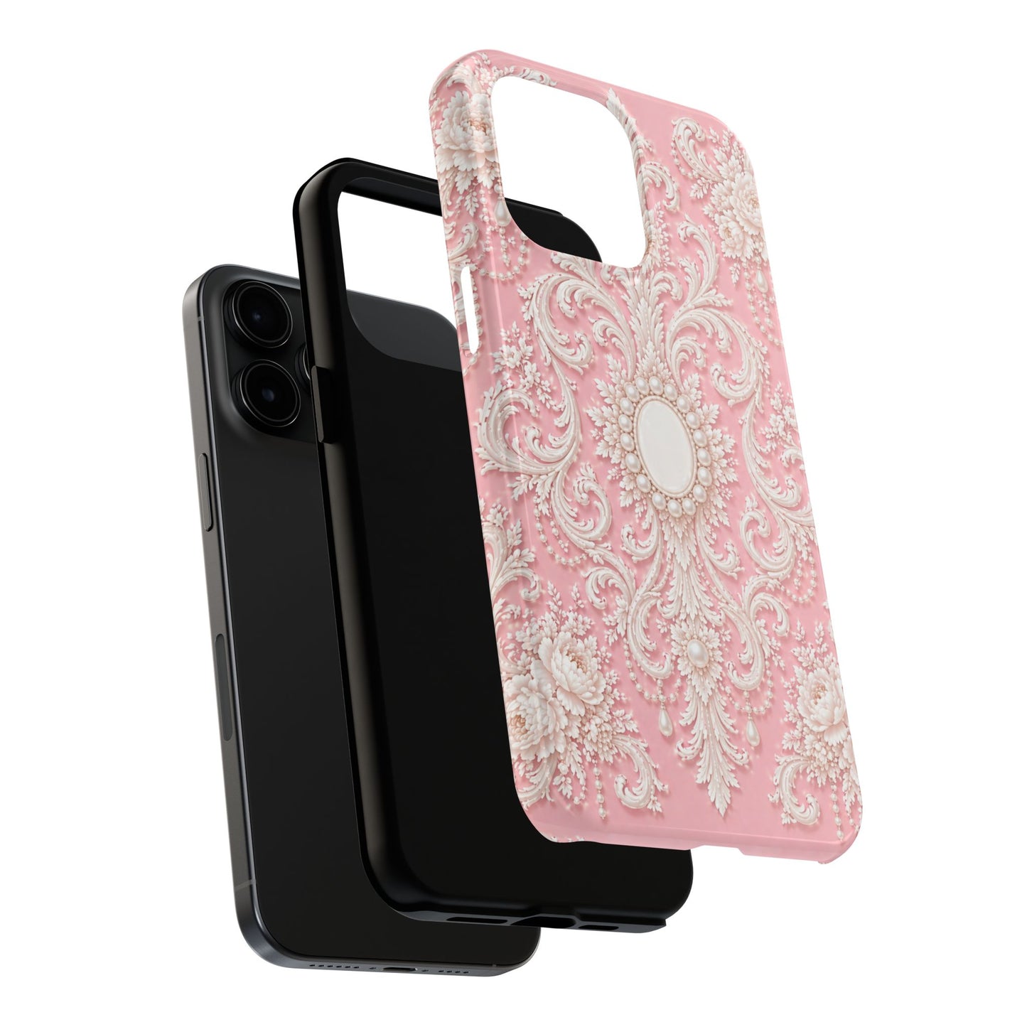 Pink Rococo Elegant Floral Tough Phone Case - Pink Vintage Design
