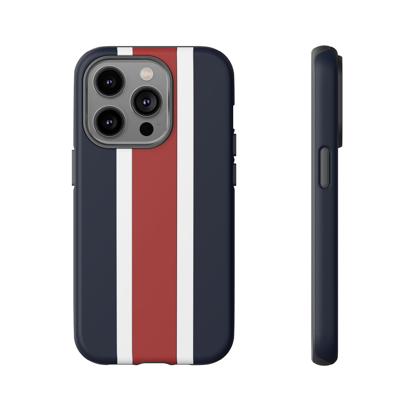 Lunar Midnight & Red-White Striped Stylish Phone Case - Tough Cases, Custom iPhone Cover, Sleek Phone Accessories, Gifts for Him/Her