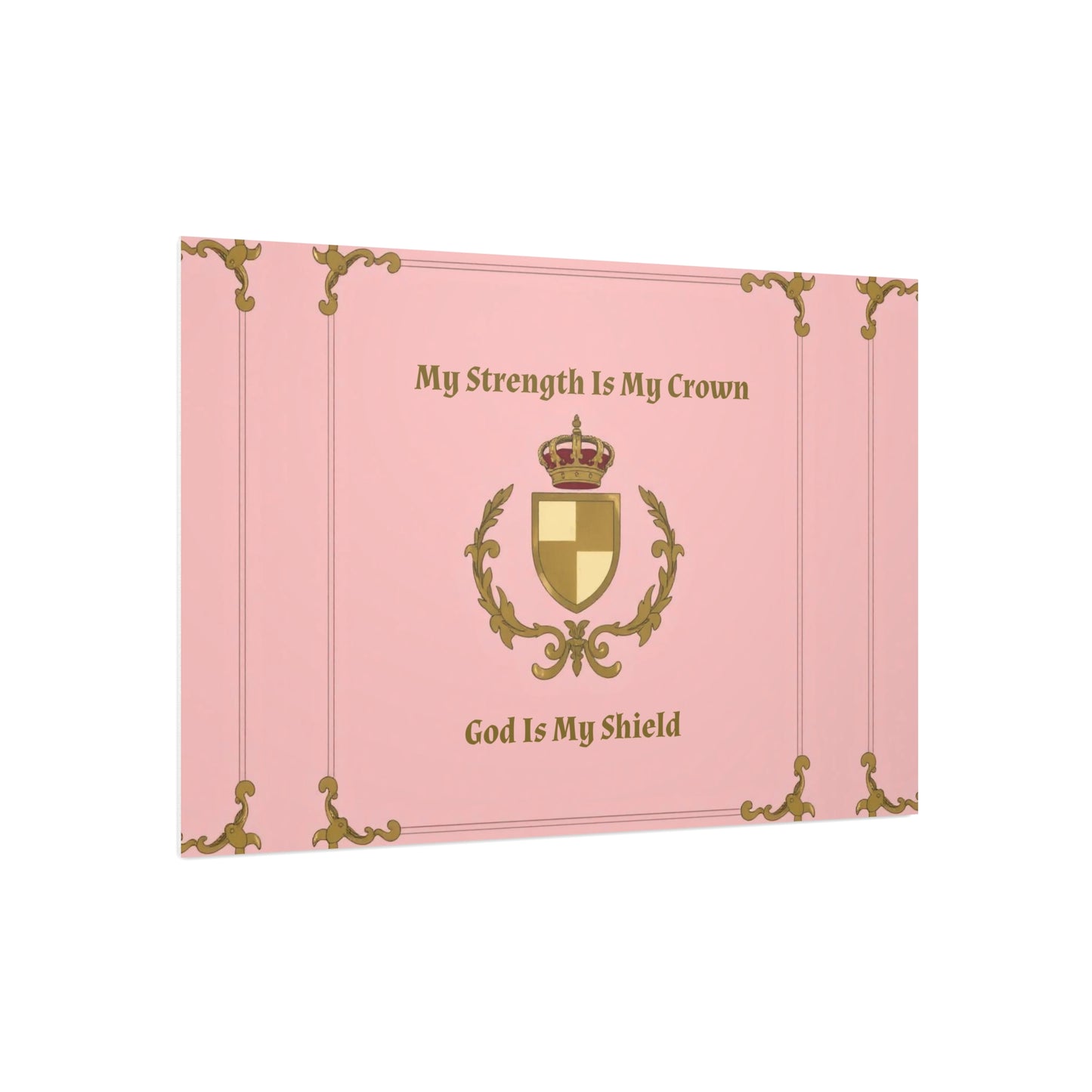 Crest & Crown Spiritual Quote Wall Art, Motivational Decor, Foam Board Print, Home Accent, Gift for Friends, Pink Crown Design