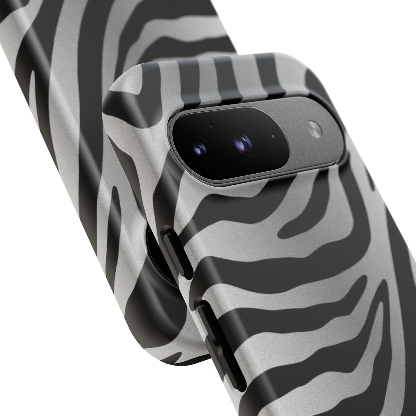 Zebra Print Tough Phone Case - Silver