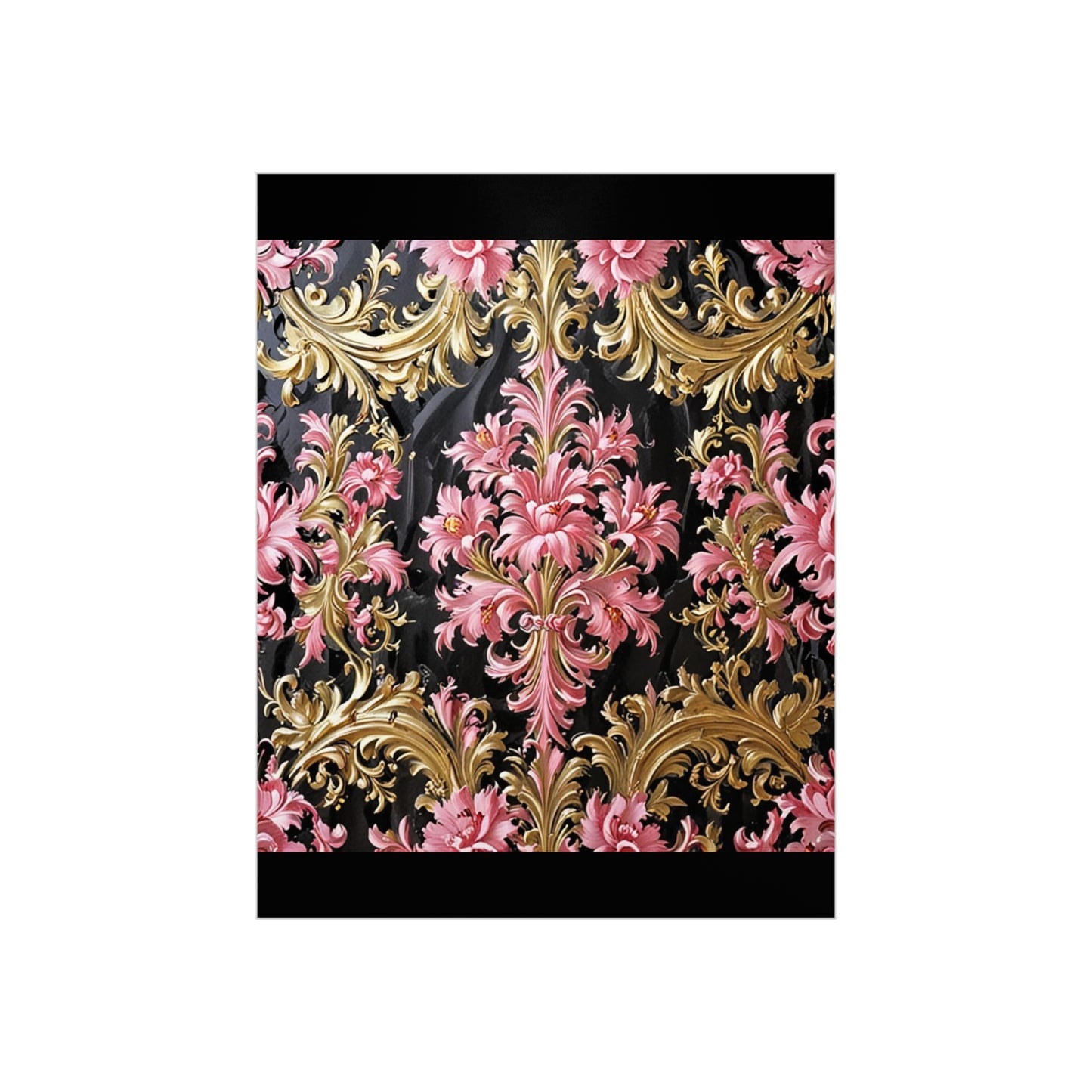 Elegant Floral Foam Board | Decorative Wall Art, Home Decor, Wedding Decor, Party Backdrop - Black & Pink Oil Painting Style Rococo