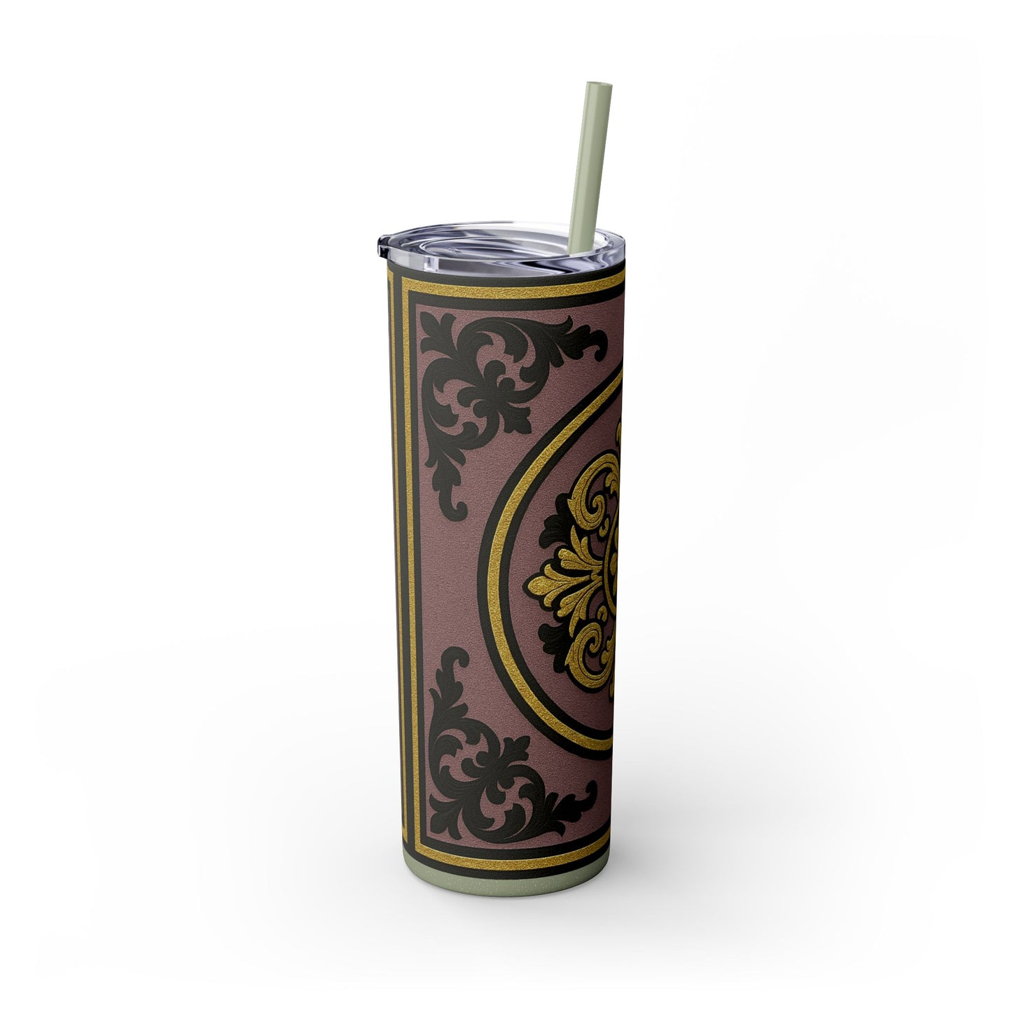 Gilded Mauve With Gold-Black Baroque Tumbler, Elegant Drinkware for Home, Travel, Gifts, Parties, Personalized Beverage Holder