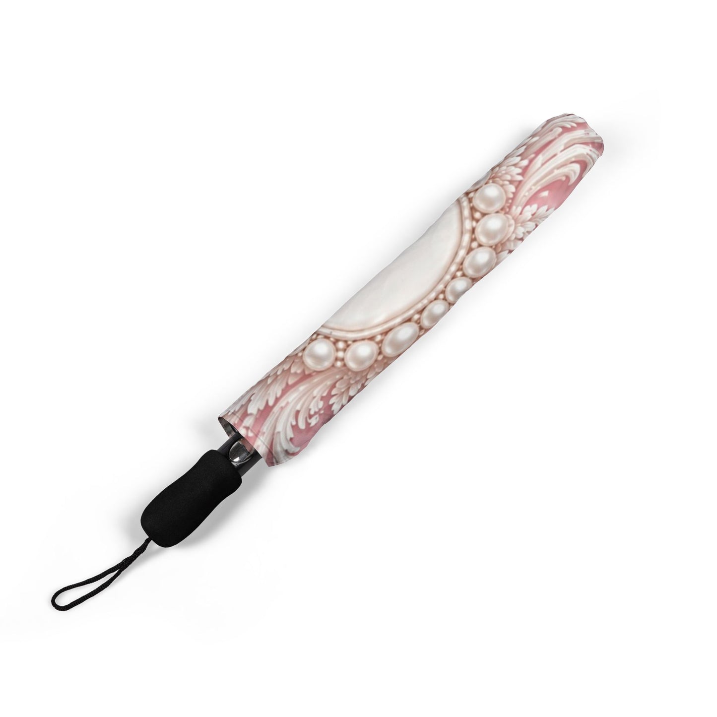 Pink Rococo Pattern Foldable Semi-Automatic Umbrella