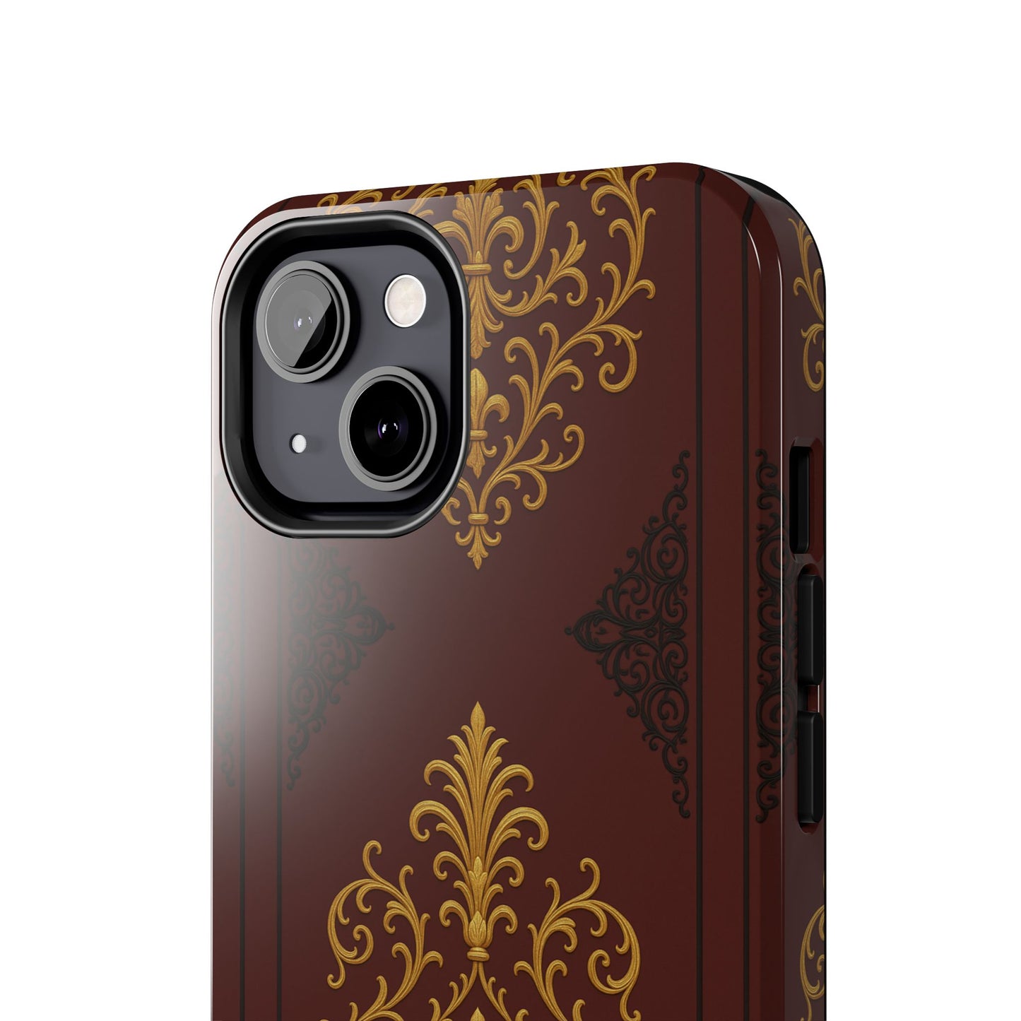 Dusk Burgundy-Black & Gold Baroque Tough Phone Case — Ornate Gold Baroque on Burgundy