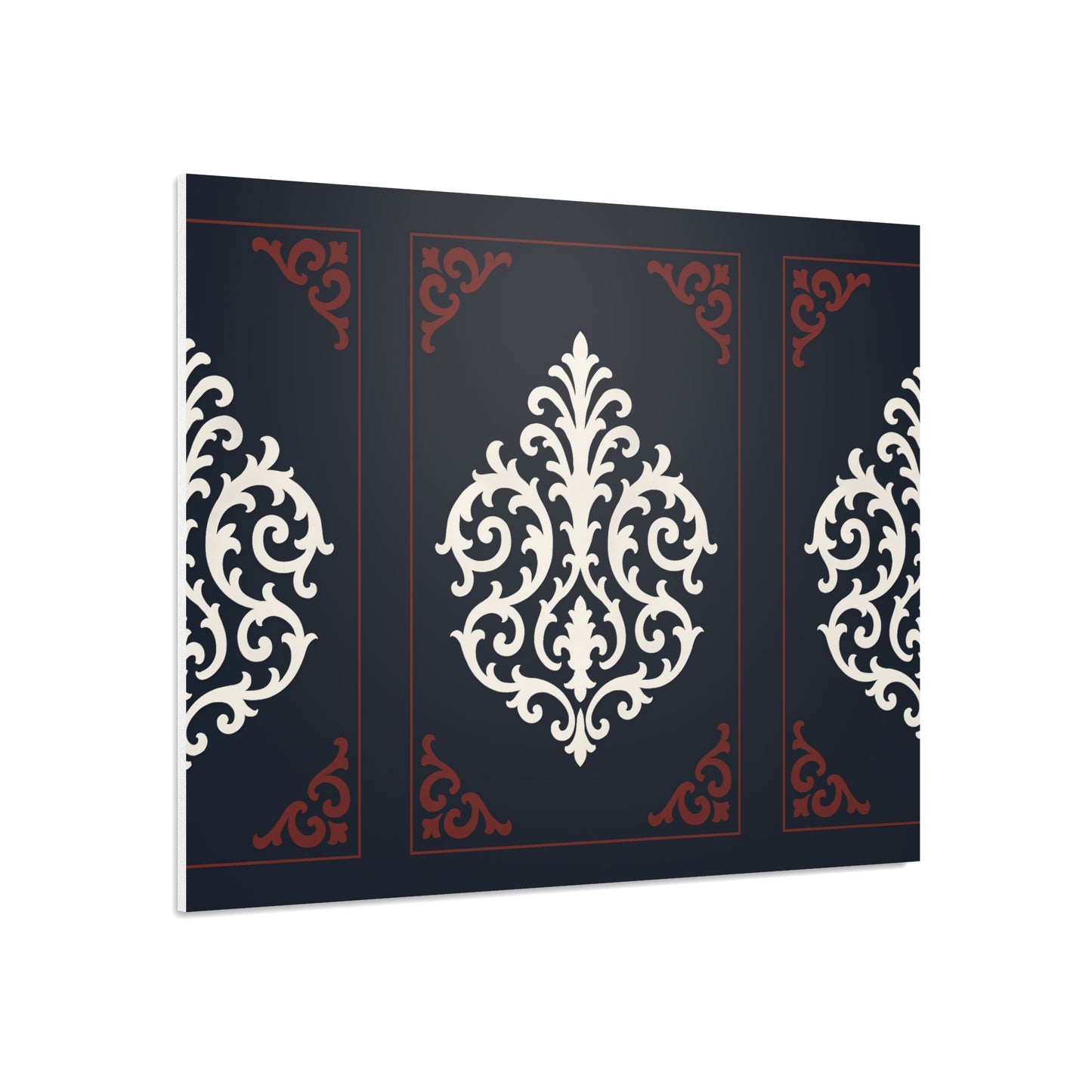 Dusk Blue-Maroon & White Baroque Foam Board Wall Art — Blue, White & Maroon Pattern