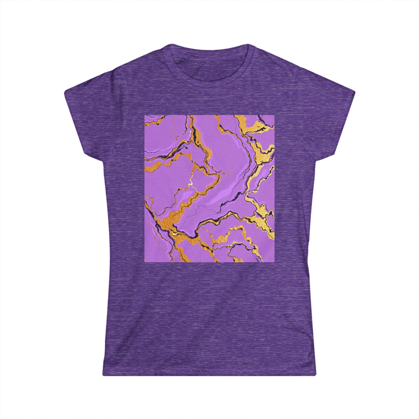 Lavender Marble Women’s Tee, Artistic Graphic Shirt, Fashionable Casual Wear, Gift for Her, Summer Style