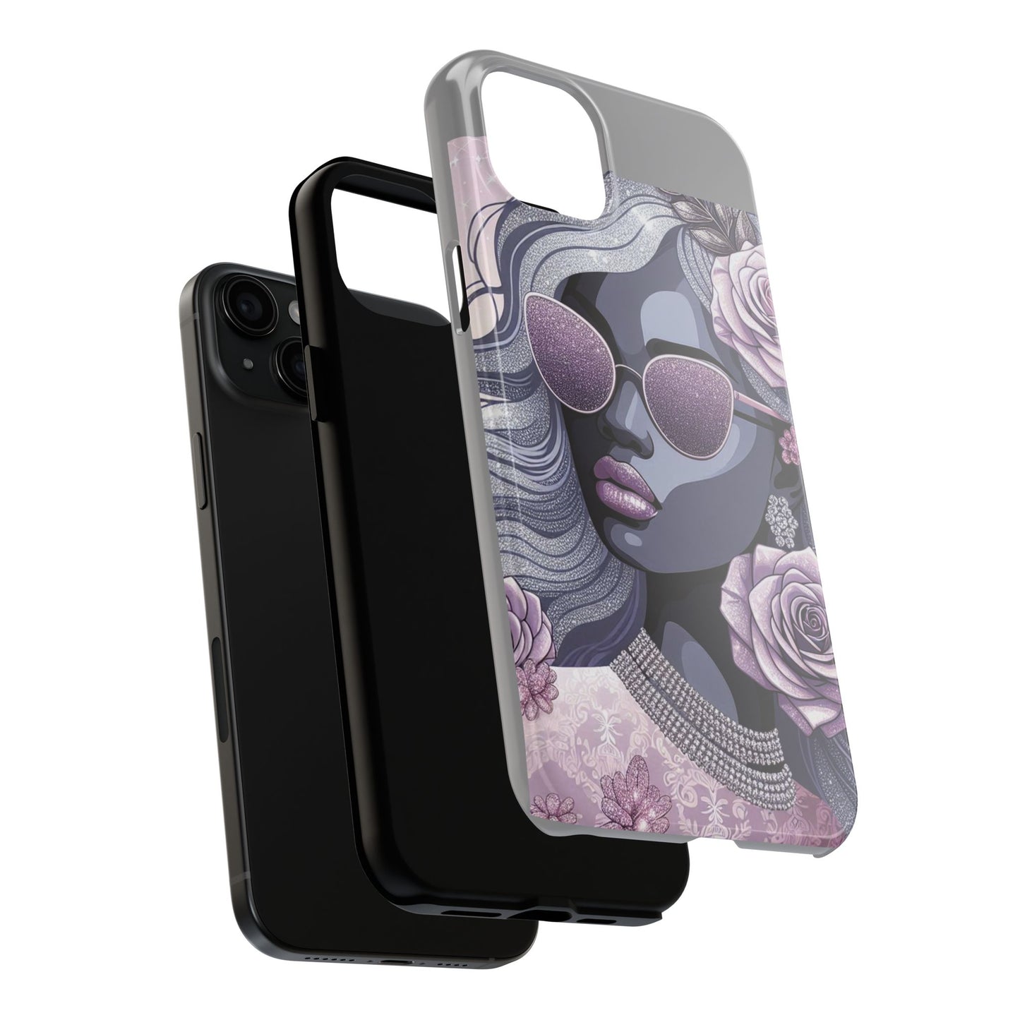Glamorous Floral Tough Phone Case - Chic Protection for Trendsetters - Lilac & Lavender