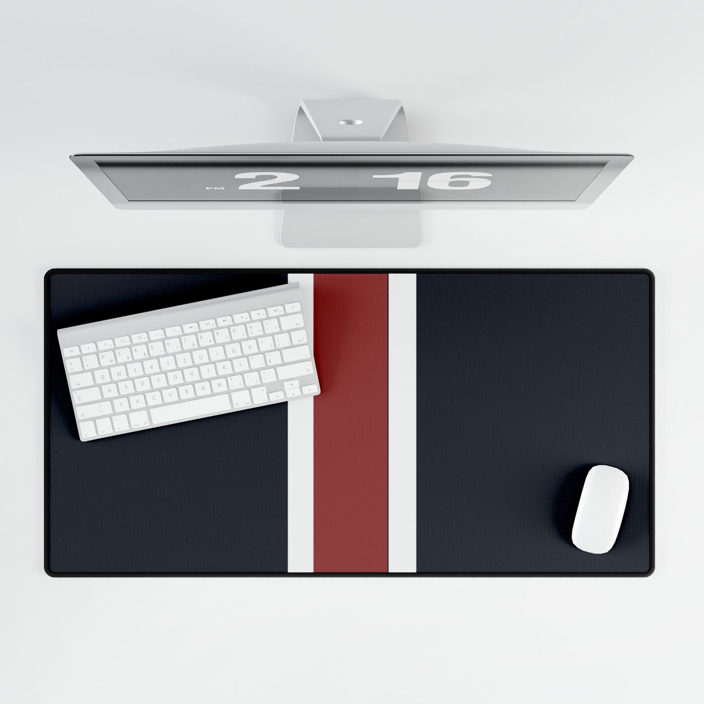 Lunar Midnight & Red-White Striped Stylish Desk Mats for Home Office, Minimalist Desk Accessories, Customizable Workspaces, Perfect Students Gift