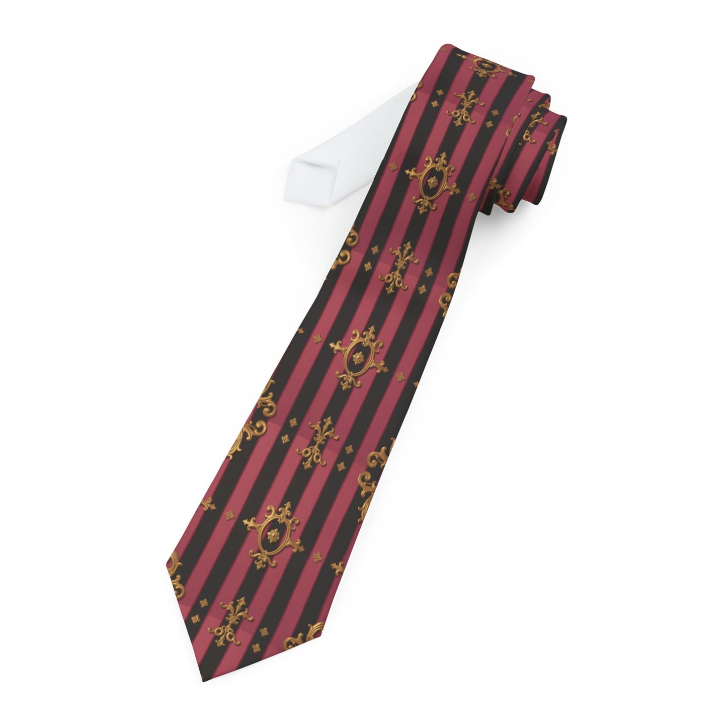 Stylish Necktie with Black & Mauve Striped Gold Baroque, Formal Accessory, Gift for Him, Wedding Tie, Business Tie, Special Occasion Neckwear