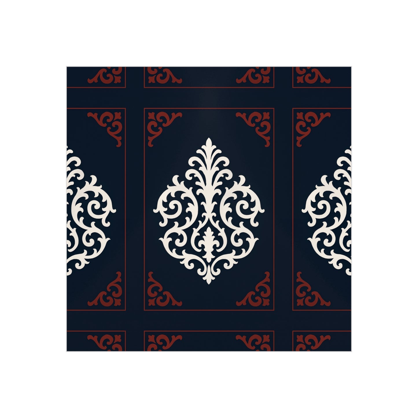 Dusk Blue-Maroon & White Baroque Foam Board Wall Art — Blue, White & Maroon Pattern