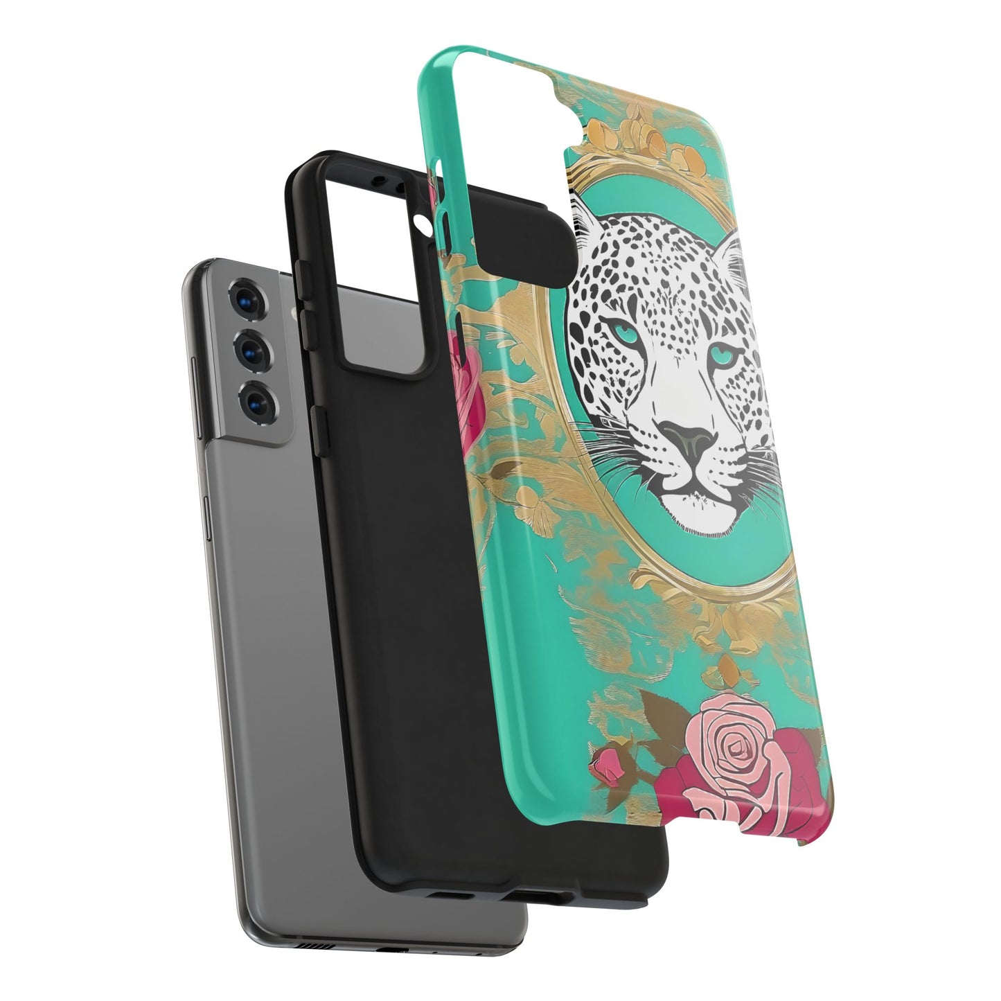 Leopard Tough Phone Case - Trendy Floral Design for Animal Lovers - Leopard & Rose