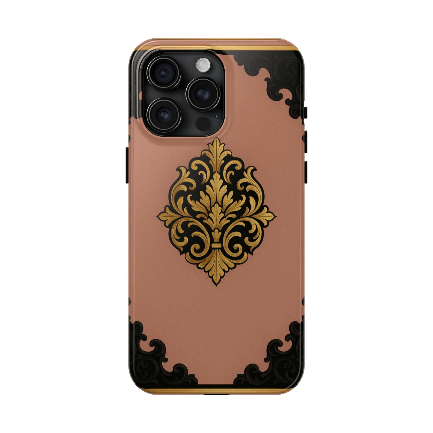 Mauve & Black-Gold Baroque Tough Phone Case — Ornate Protective iPhone Cover