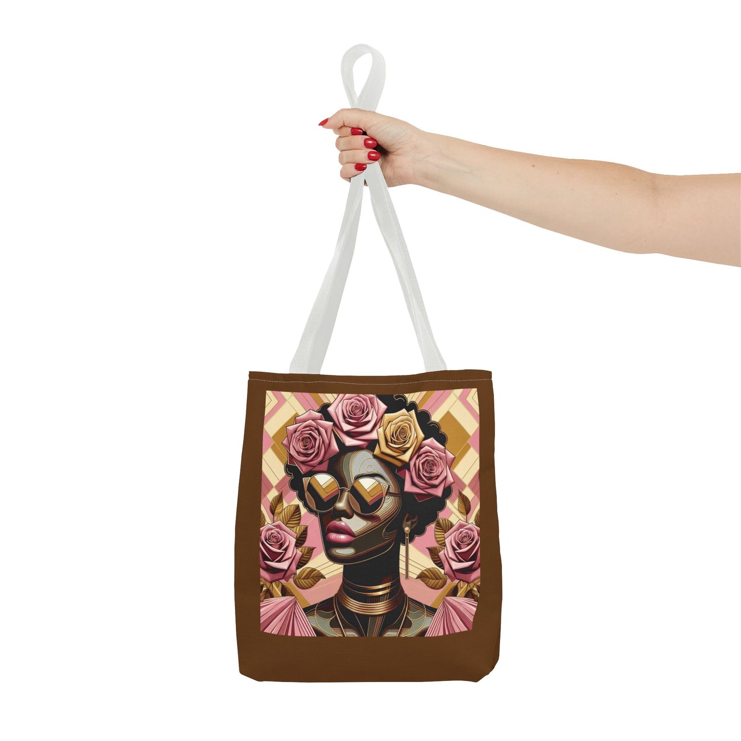 Chic Floral Tote Bag - Fashionable Everyday Accessory, Gift for Her, Boho Style, Shopping Bag, Eco-Friendly Carryall - Pink Roses Lady