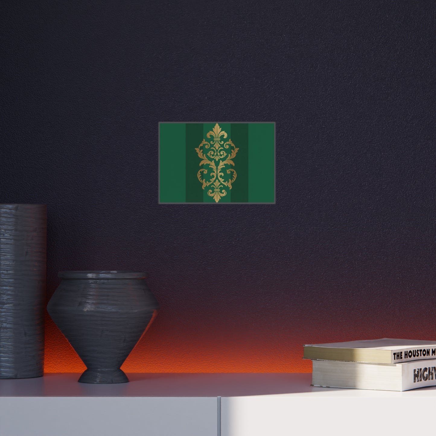 Gold Baroque Green Striped Foam Board Wall Art — Elegant Decorative Plaque