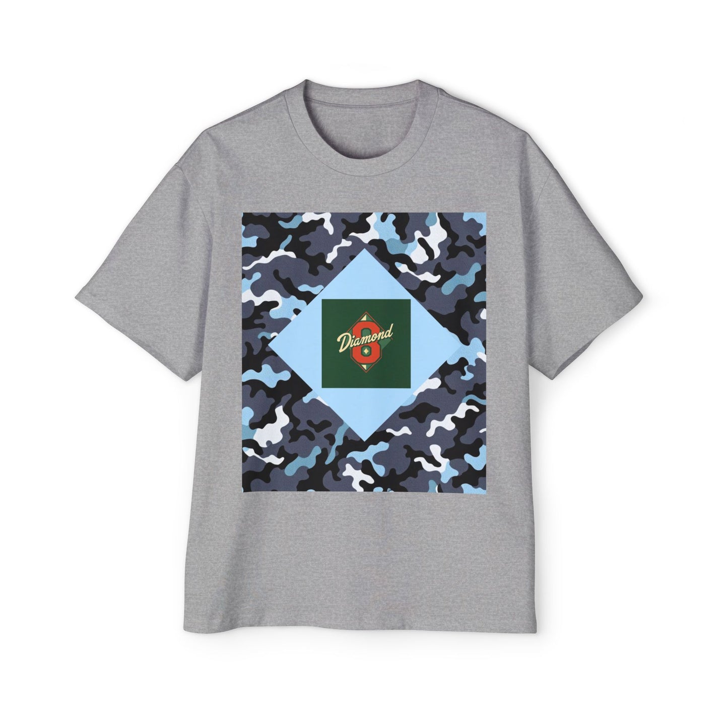 Men's Oversized Camo Tee, Casual Streetwear, Graphic T-Shirt, Trendy Outfit, Gift for Him, Relaxed Fit Top - Camo & Diamond 8