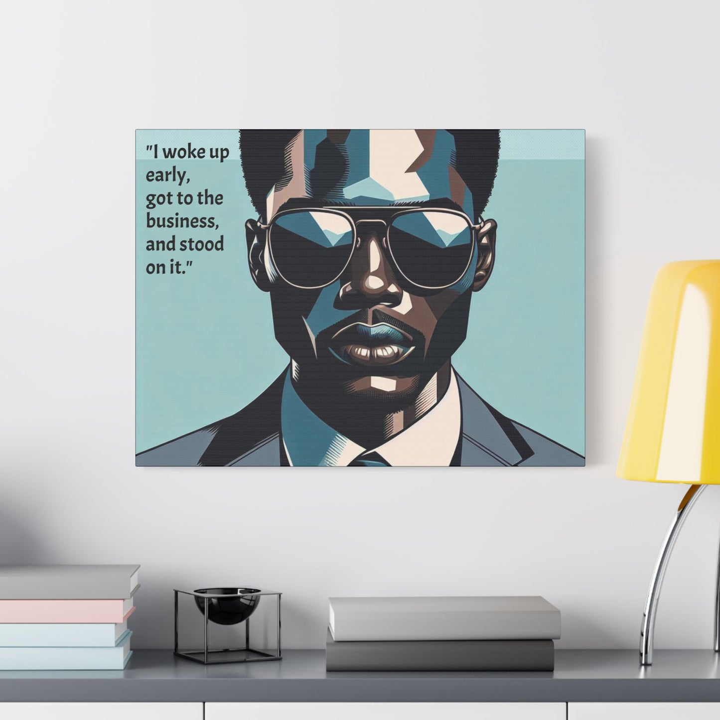 Afro Art Print Canvas, Wall Decor, Satin Stretched Canvas, African American Art, Office Decor, Home Decor - "I woke up early"