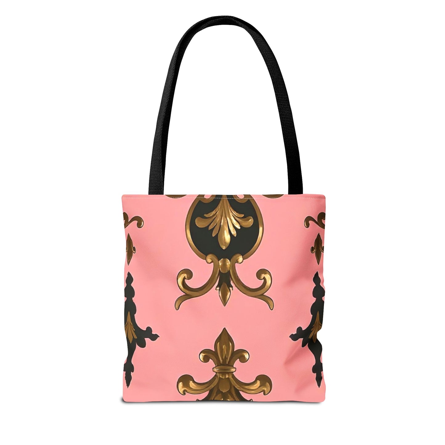 Elegant Patterned Tote Bag - Chic Carry-All for Everyday Use, Fashion Accessory - Pink, Black & Gold Rococo