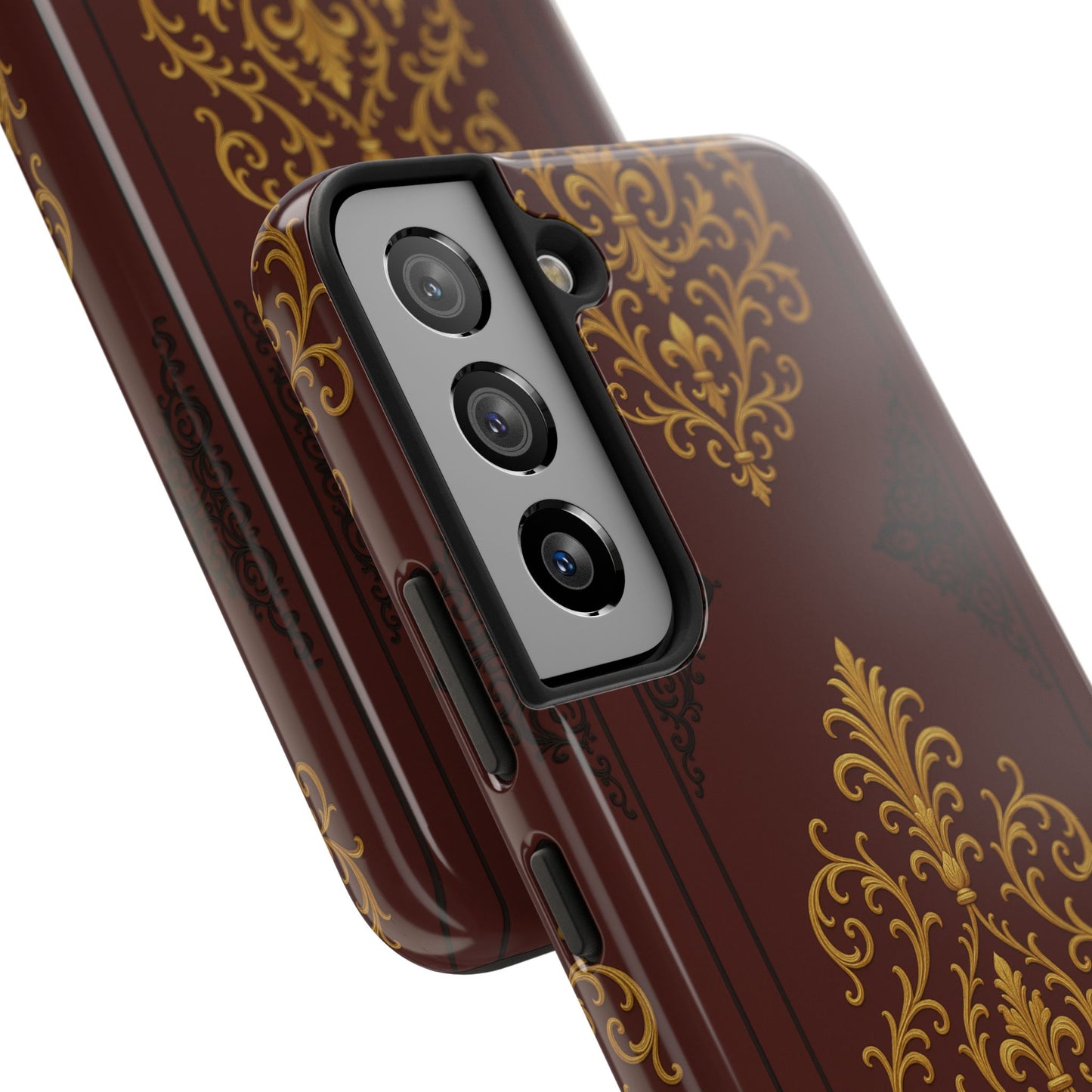 Dusk Burgundy-Black & Gold Baroque Tough Phone Case — Ornate Gold Baroque on Burgundy