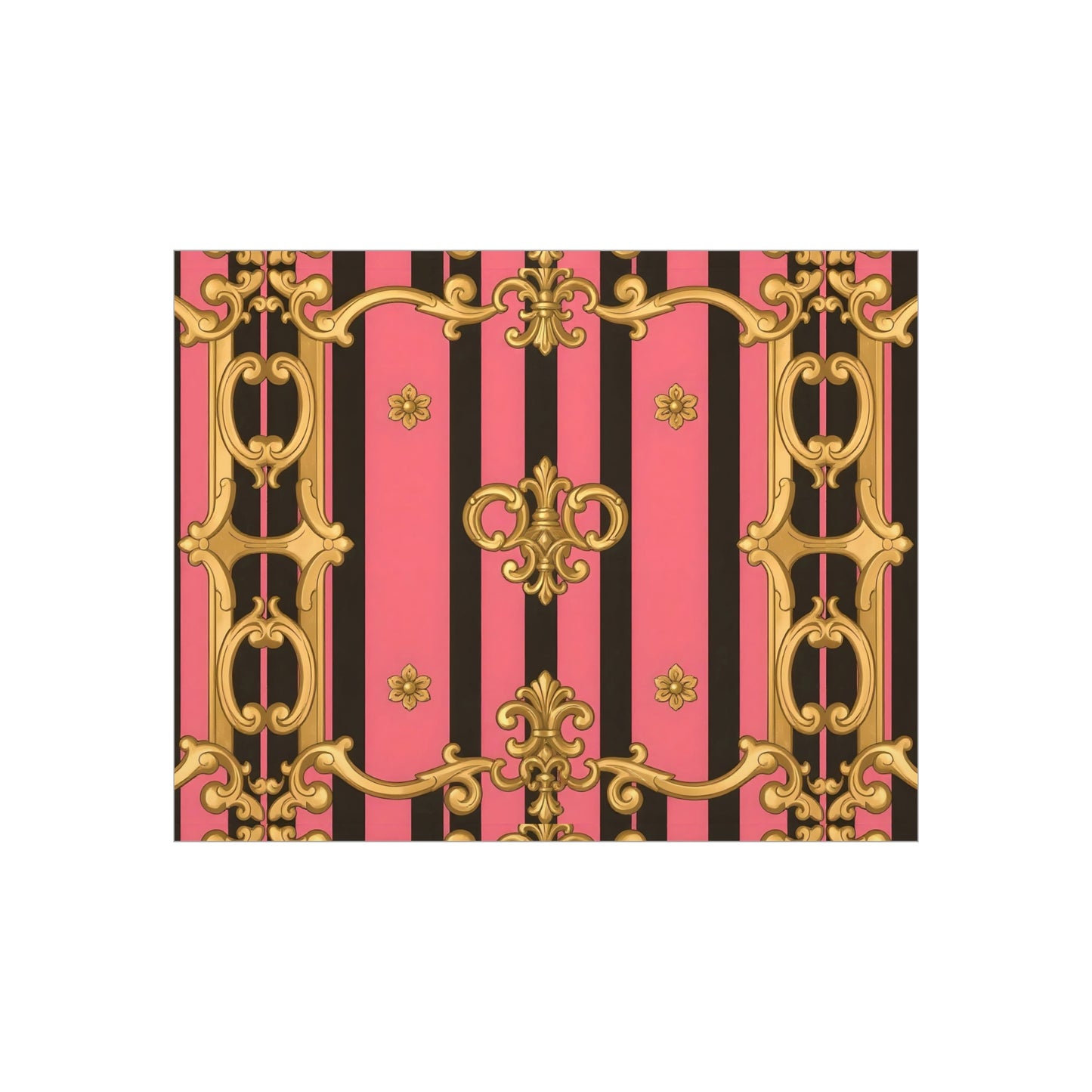 Elegant Decorative Foam Board - Chic Wall Decor, Glam Home Art, Stylish Backdrop, Gift for Her - Pink & Black Striped Gold Baroque