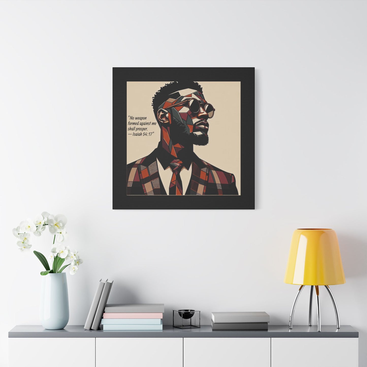 Afro Art Print Canvas, Wall Decor, Satin Stretched Canvas, African American Art, Office Decor, Home Decor - Isaiah 54:17