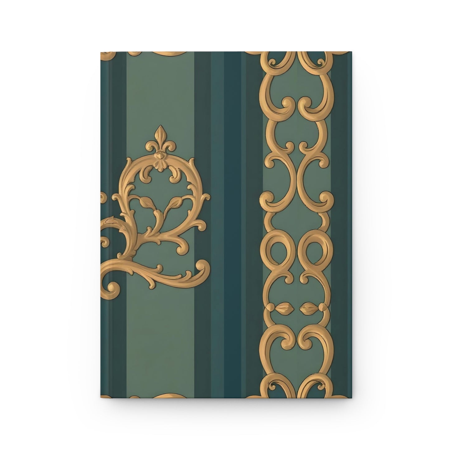 Elegant Vintage Hardcover Journal - Ornate Design for Writers and Dreamers - Smoky Blue & Teal Striped Baroque