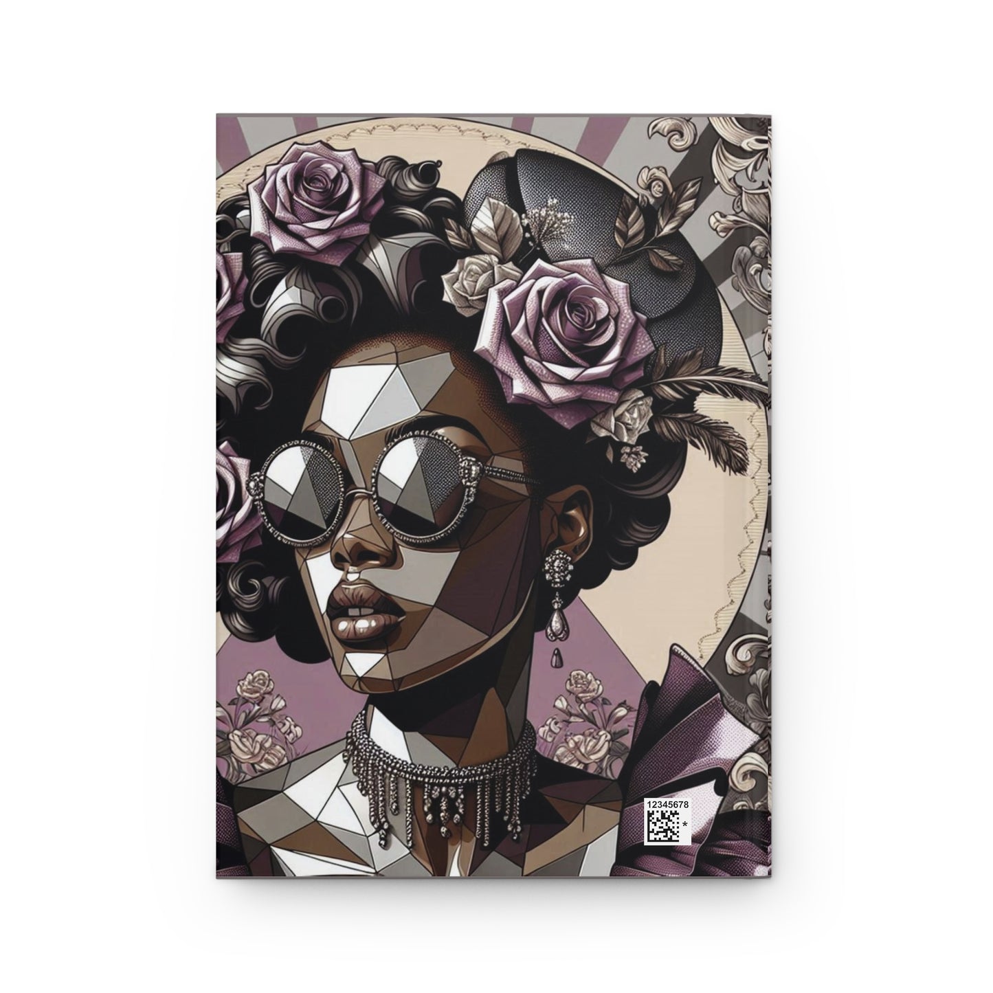 Artistic Afrocentric Hardcover Journal | Stylish Writing Notebook, Gift for Creatives, Inspirational Journal - Lilac Baroque Lady