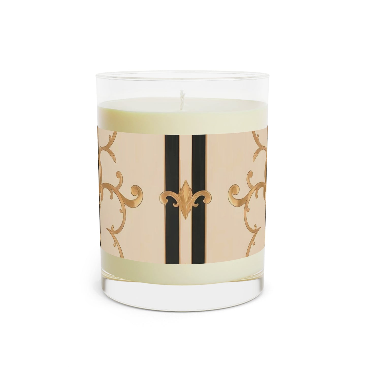 Elegant Home Fragrance Candle - Perfect Gift for Birthdays, Weddings, or Home Decor, Aromatherapy Candle - Black & Beige Striped Damask